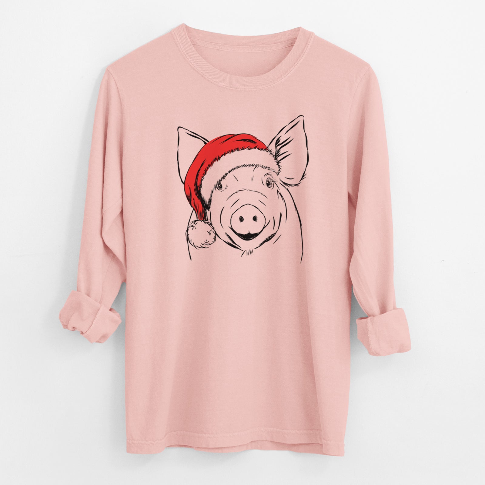 Santa Perry the Pig - Men's Heavyweight 100% Cotton Long Sleeve