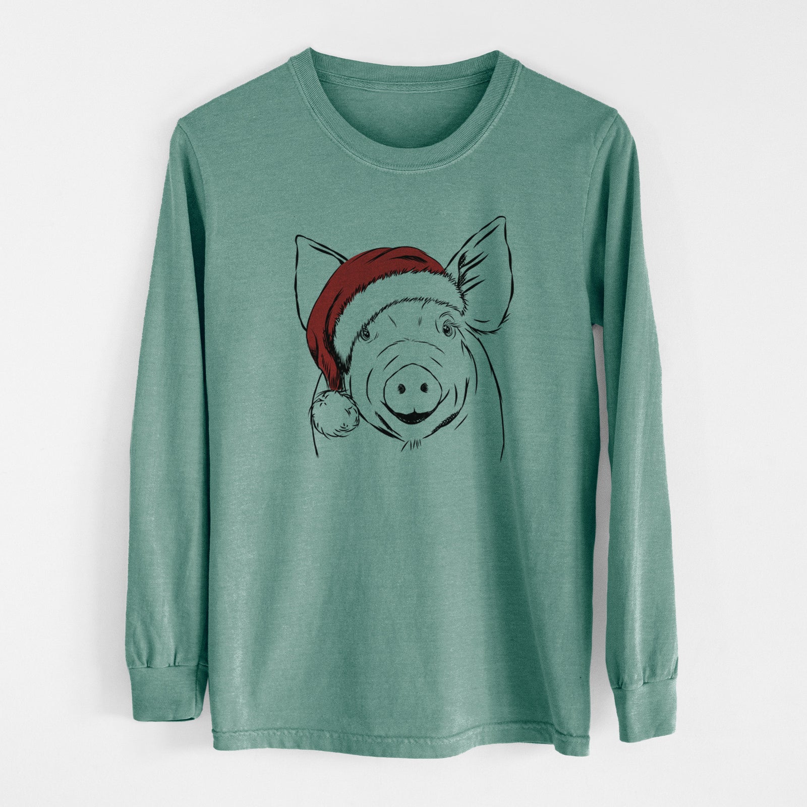 Santa Perry the Pig - Men's Heavyweight 100% Cotton Long Sleeve