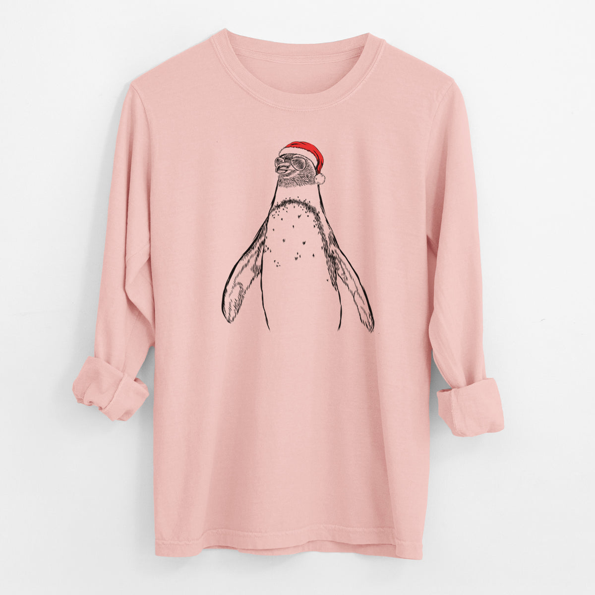 Santa Peyton the Penguin - Men's Heavyweight 100% Cotton Long Sleeve