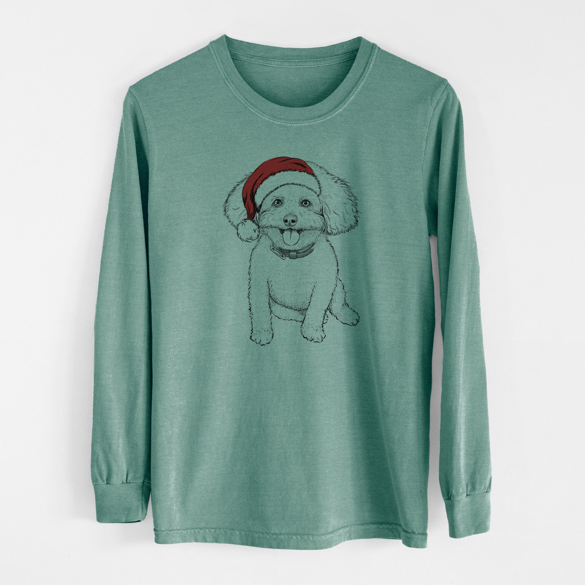 Santa Peyton the Bichon Frise - Men's Heavyweight 100% Cotton Long Sleeve