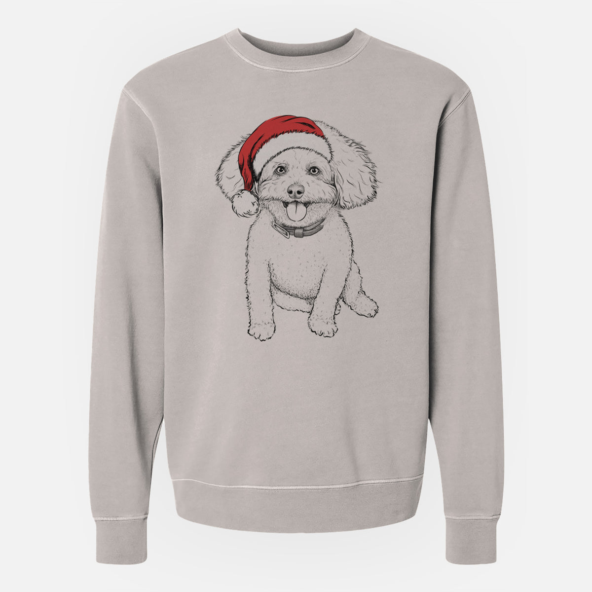 Santa Peyton the Bichon Frise - Unisex Pigment Dyed Crew Sweatshirt
