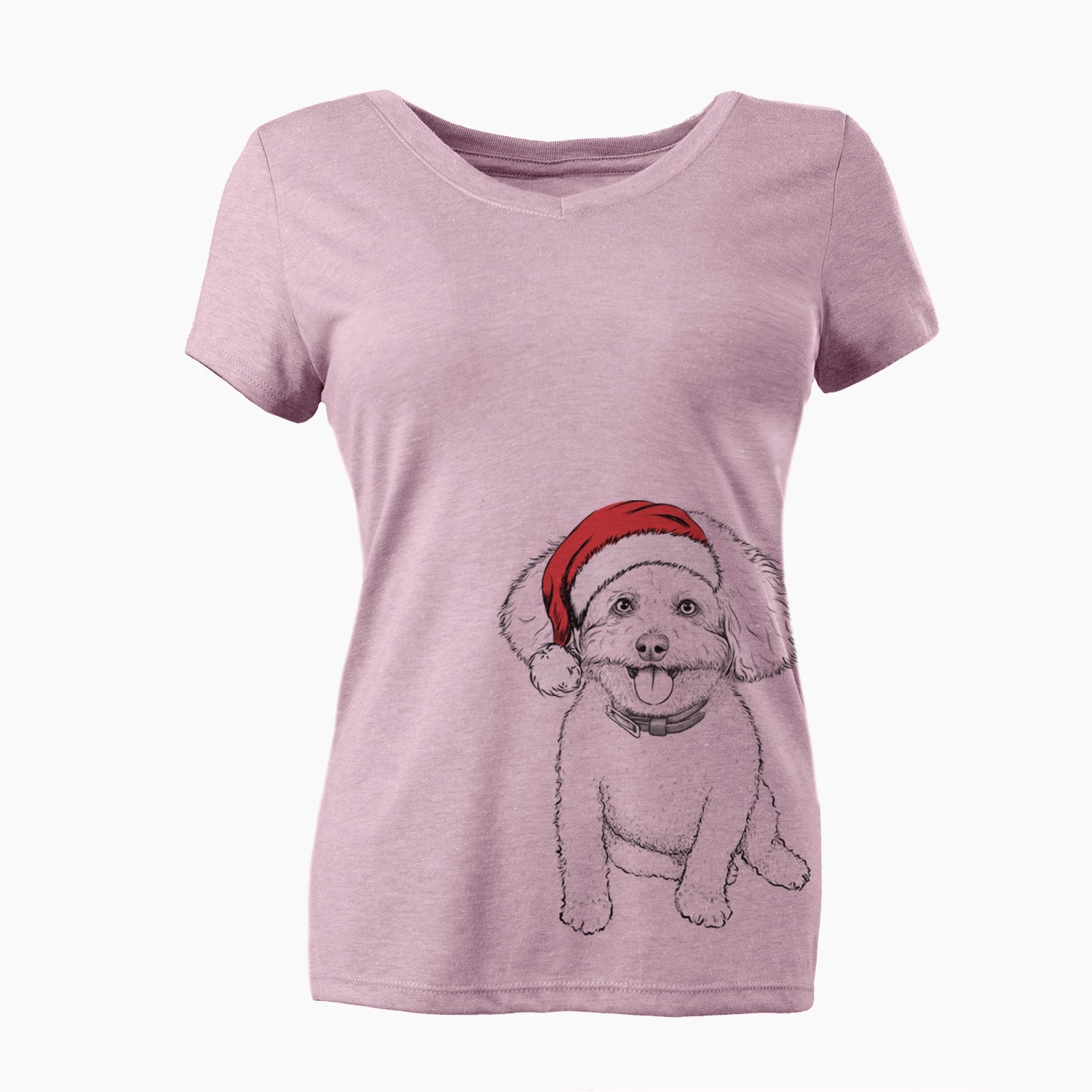 Santa Peyton the Bichon Frise - Women's Perfect V-neck Shirt