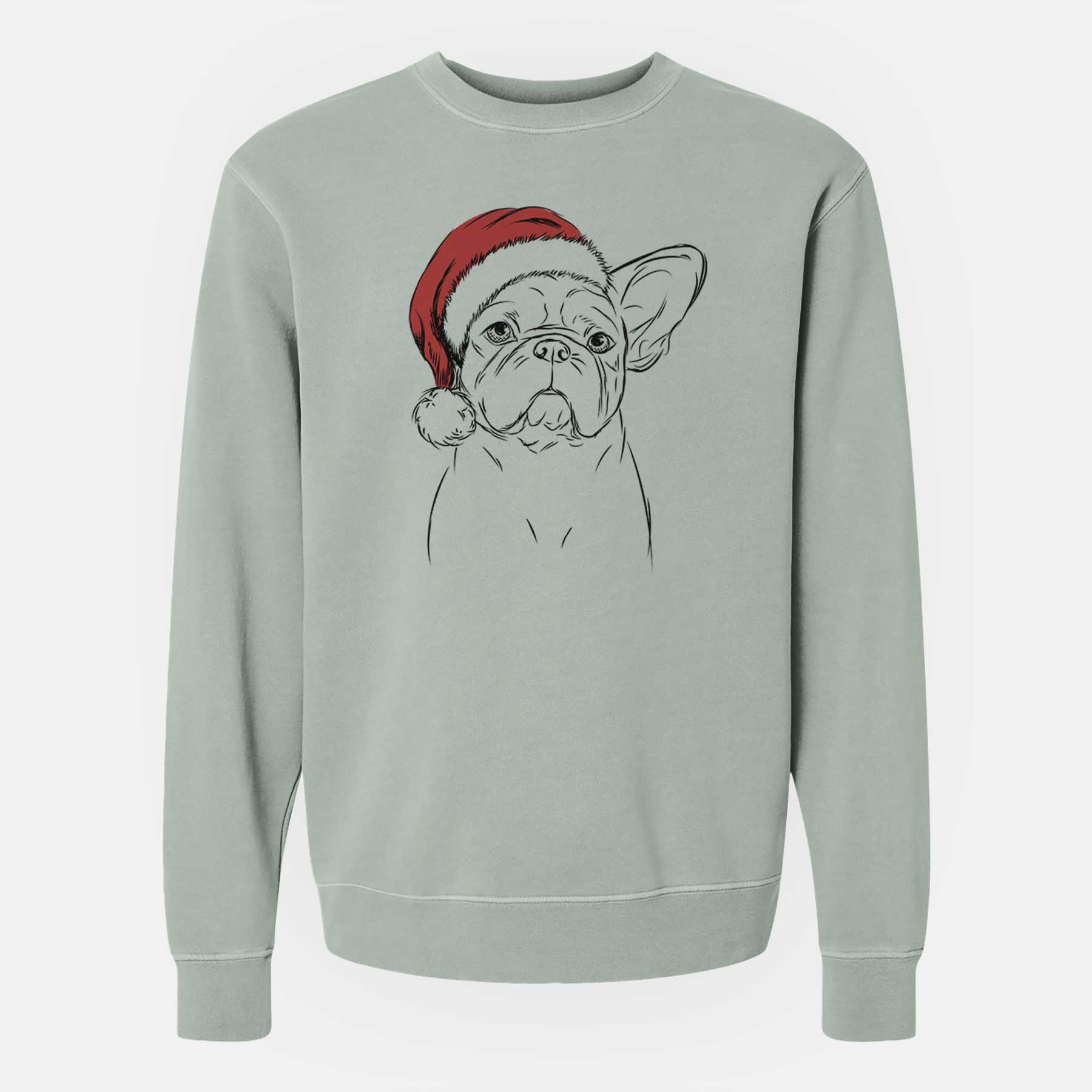 Santa Pierre the French Bulldog - Unisex Pigment Dyed Crew Sweatshirt