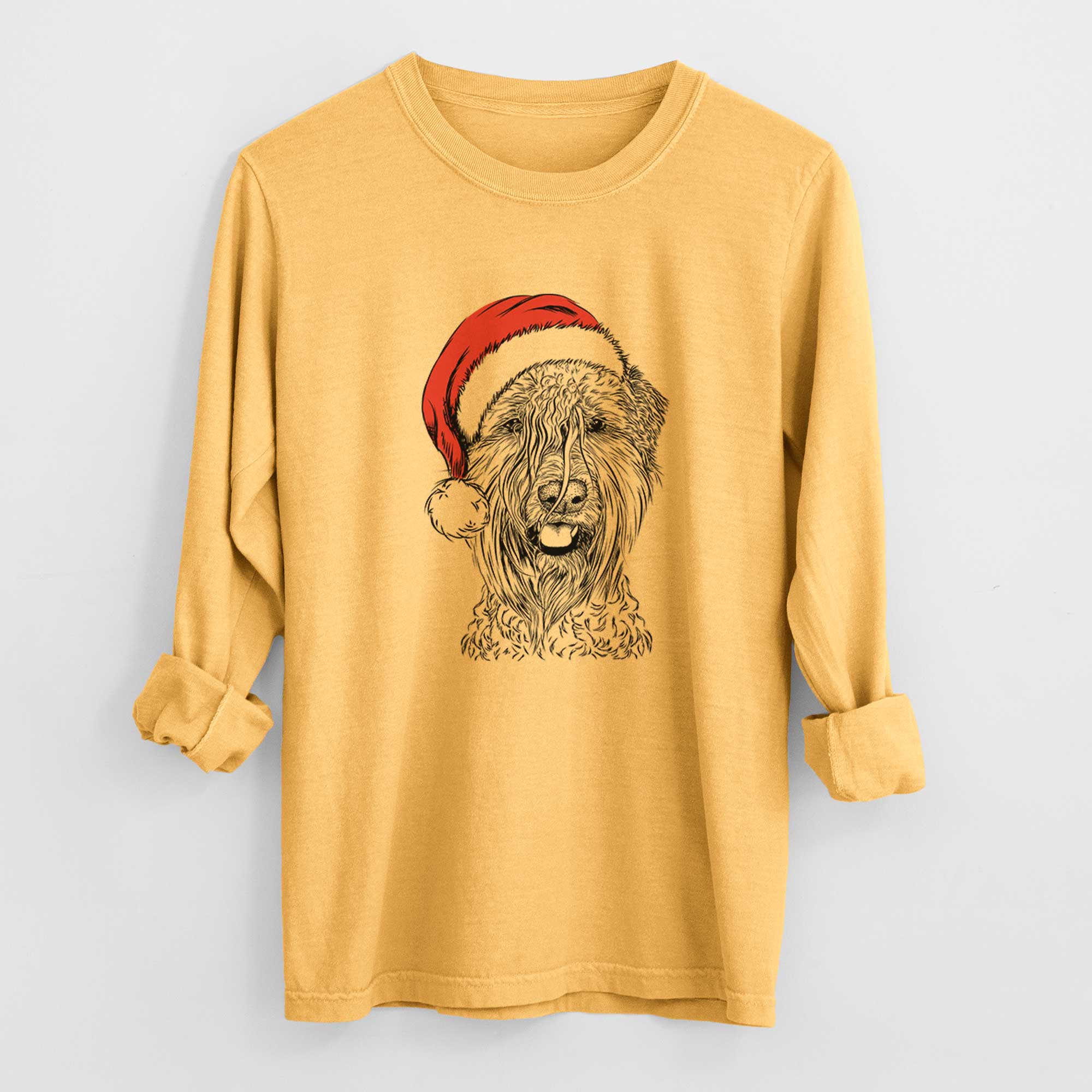 Santa Pierre the Soft Coated Wheaten Terrier - Men's Heavyweight 100% Cotton Long Sleeve