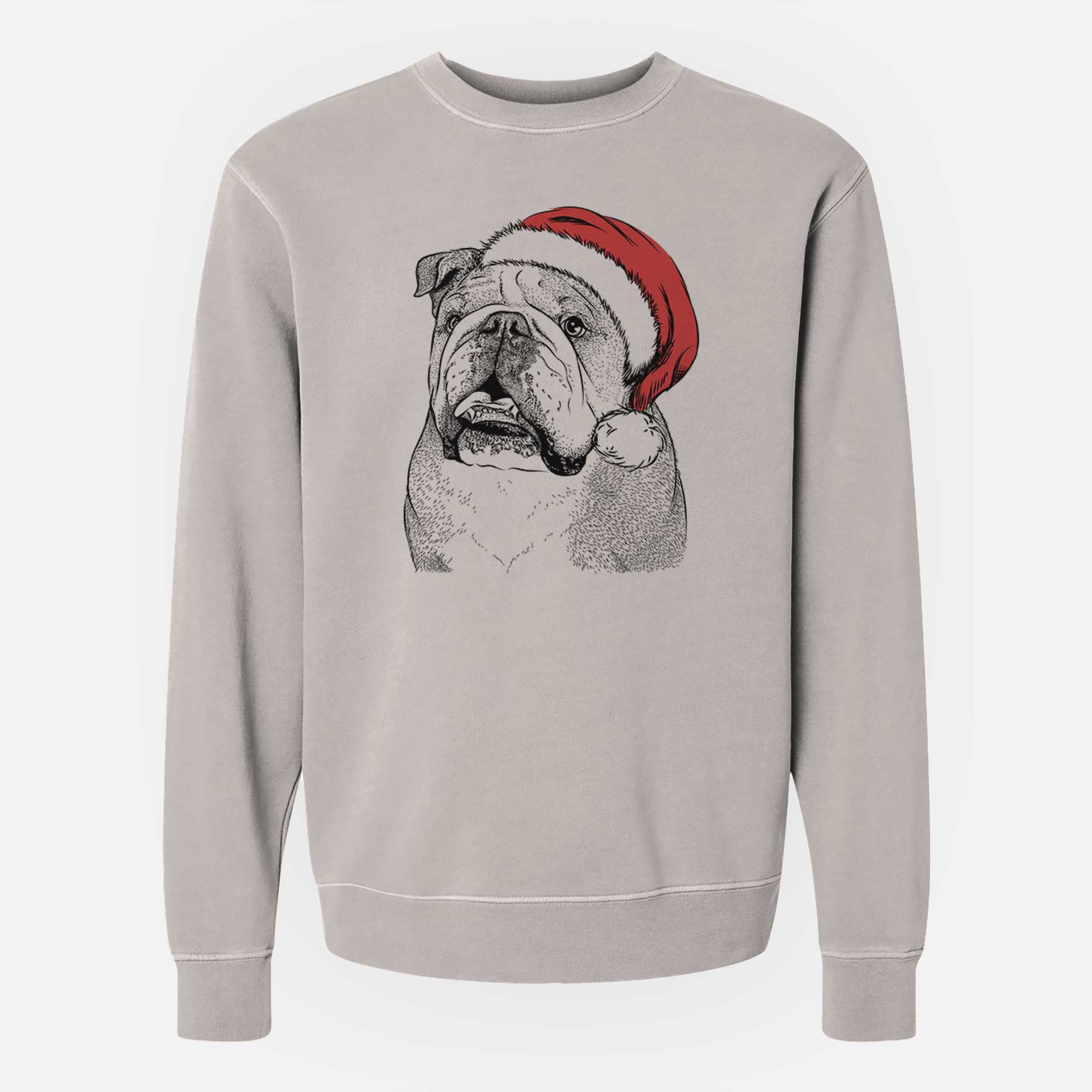 Santa Piggy the English Bulldog - Unisex Pigment Dyed Crew Sweatshirt