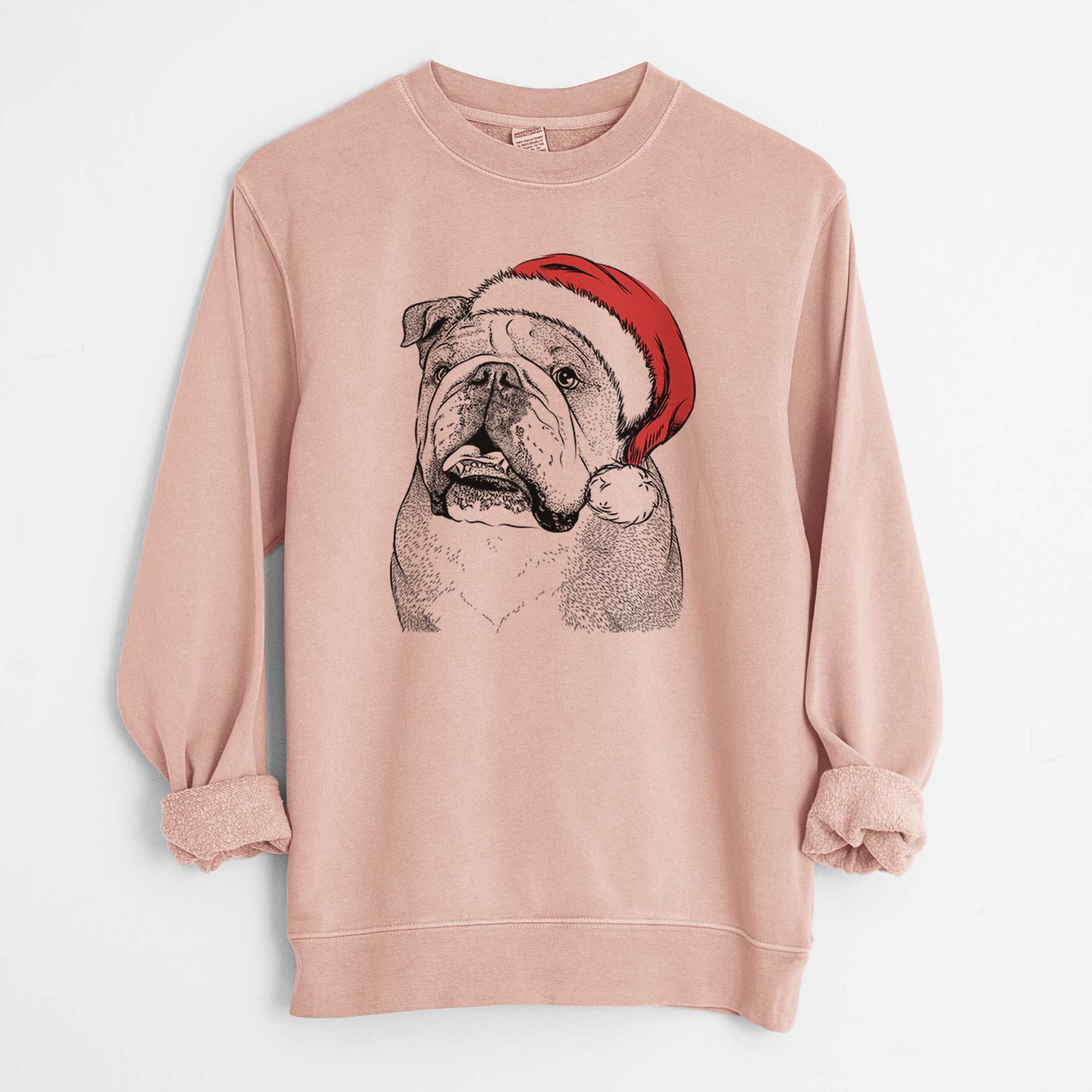 Santa Piggy the English Bulldog - Unisex Pigment Dyed Crew Sweatshirt