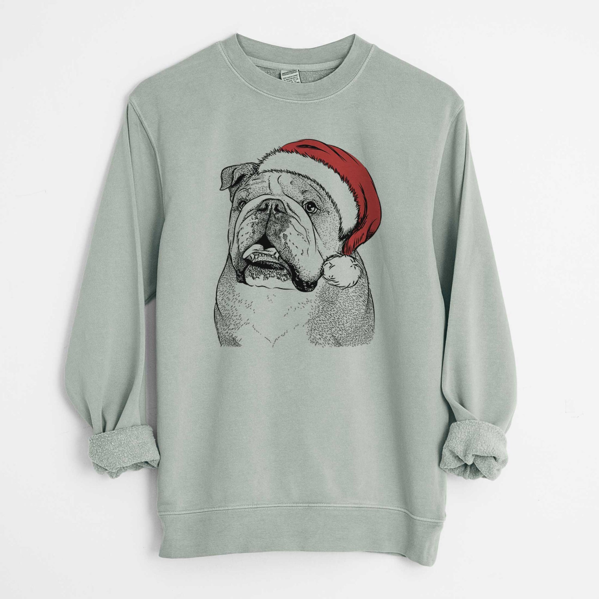 Santa Piggy the English Bulldog - Unisex Pigment Dyed Crew Sweatshirt