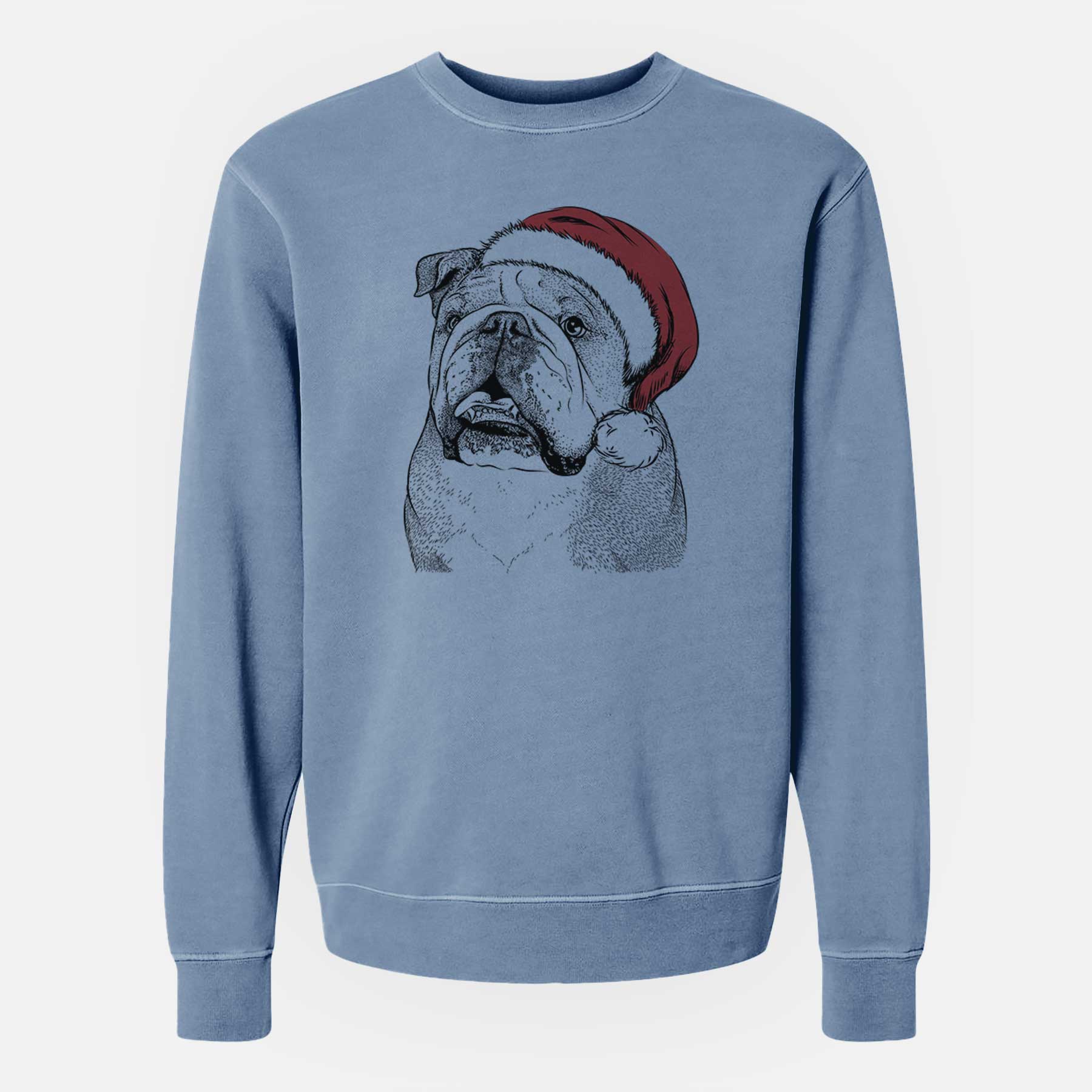 Santa Piggy the English Bulldog - Unisex Pigment Dyed Crew Sweatshirt