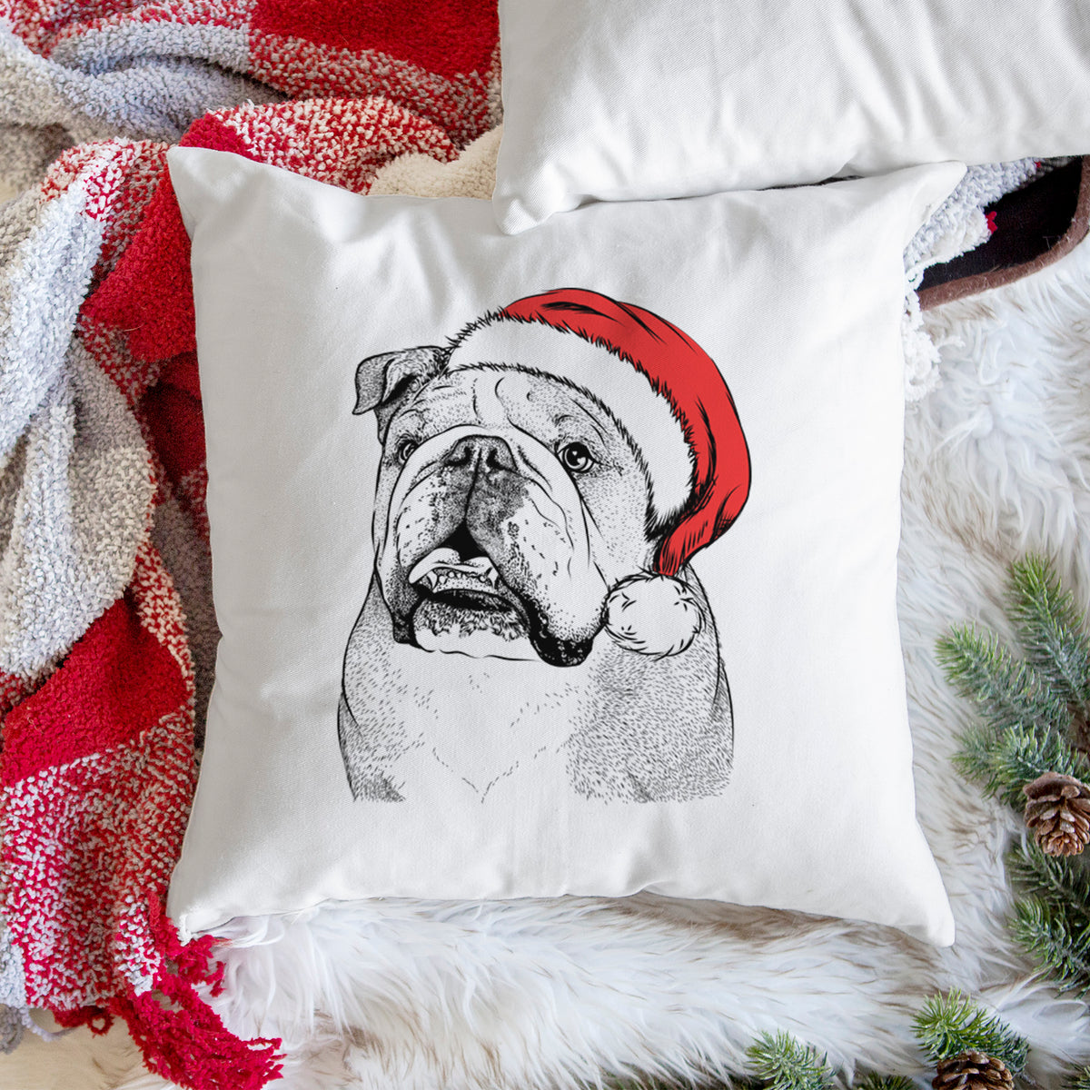 Piggy the English Bulldog - Throw Pillow Cover