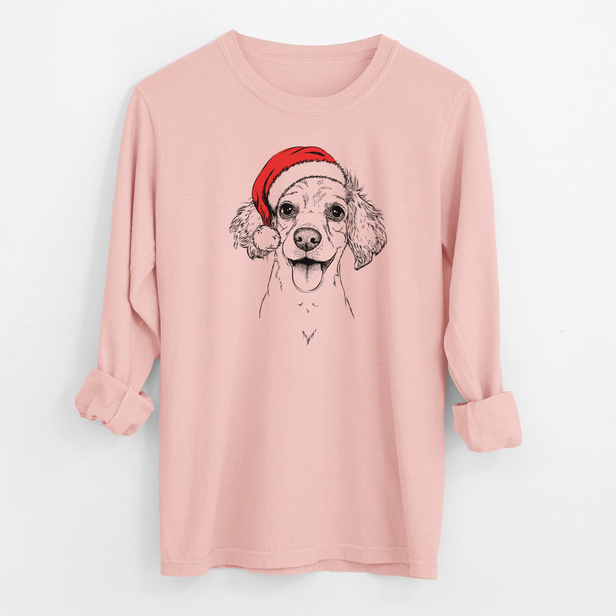 Santa Piglet the Dachshund Mix - Men's Heavyweight 100% Cotton Long Sleeve