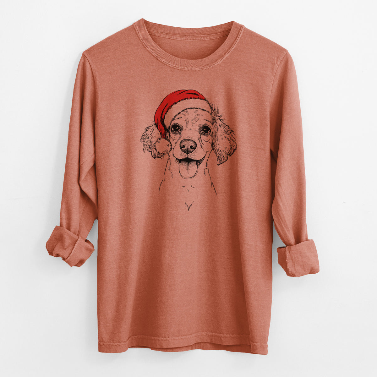 Santa Piglet the Dachshund Mix - Men's Heavyweight 100% Cotton Long Sleeve