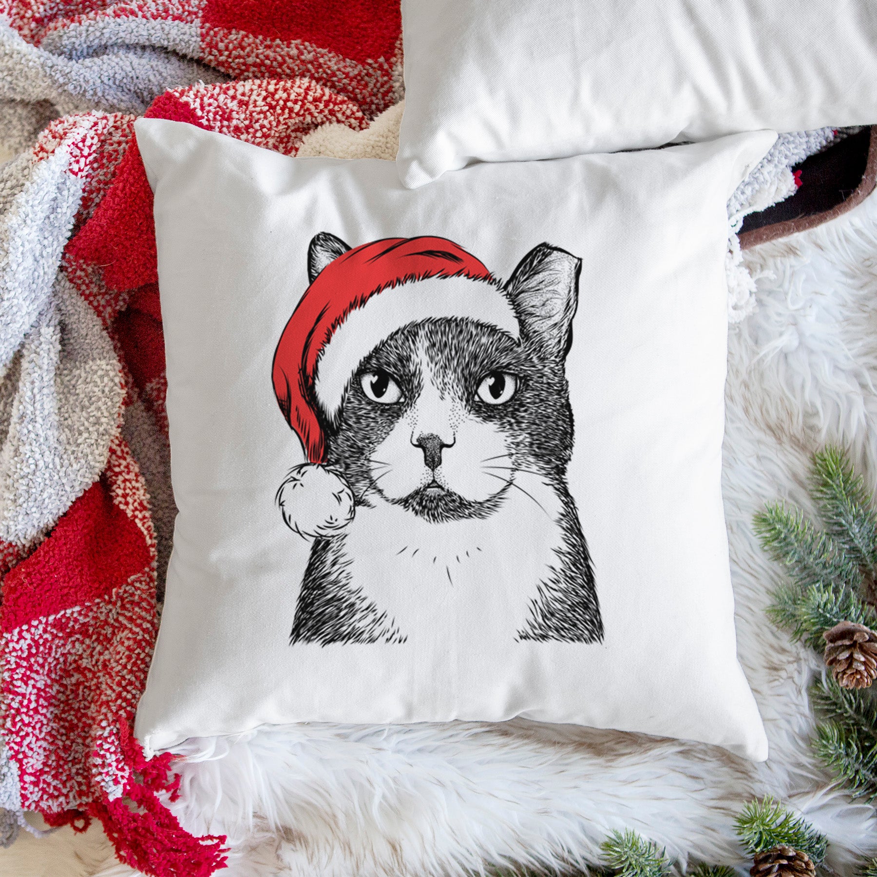 Pinky the Tuxedo Cat - Throw Pillow Cover