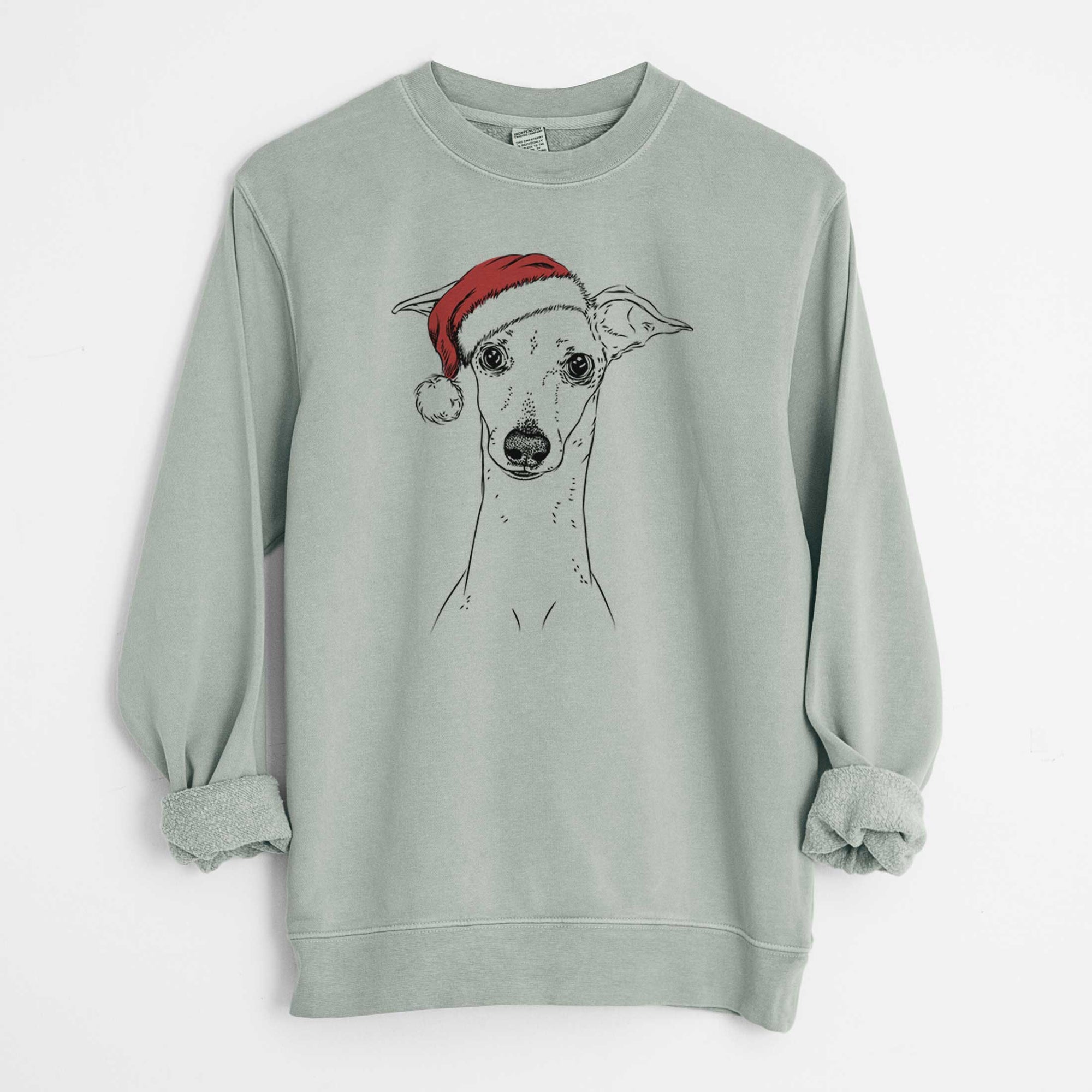 Santa Pip the Italian Greyhound - Unisex Pigment Dyed Crew Sweatshirt