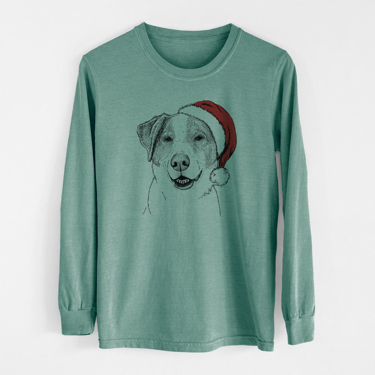 Santa Piper Pilot the Hound Mix - Men's Heavyweight 100% Cotton Long Sleeve
