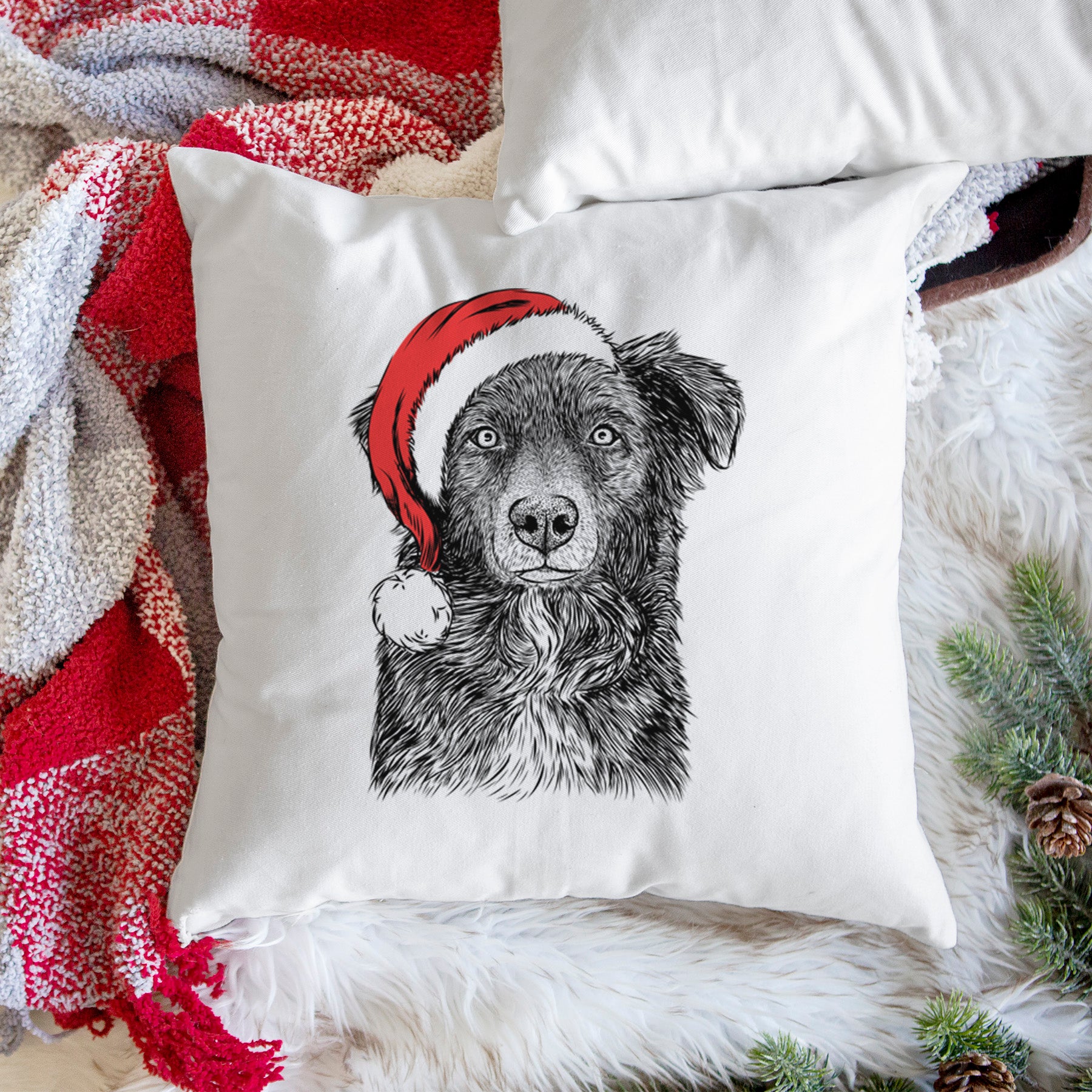 Pixel the Australian Shepherd - Throw Pillow Cover