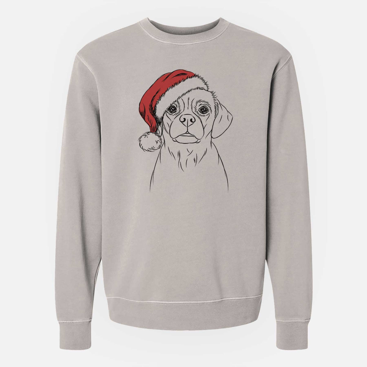 Santa Popcorn the Puggle - Unisex Pigment Dyed Crew Sweatshirt