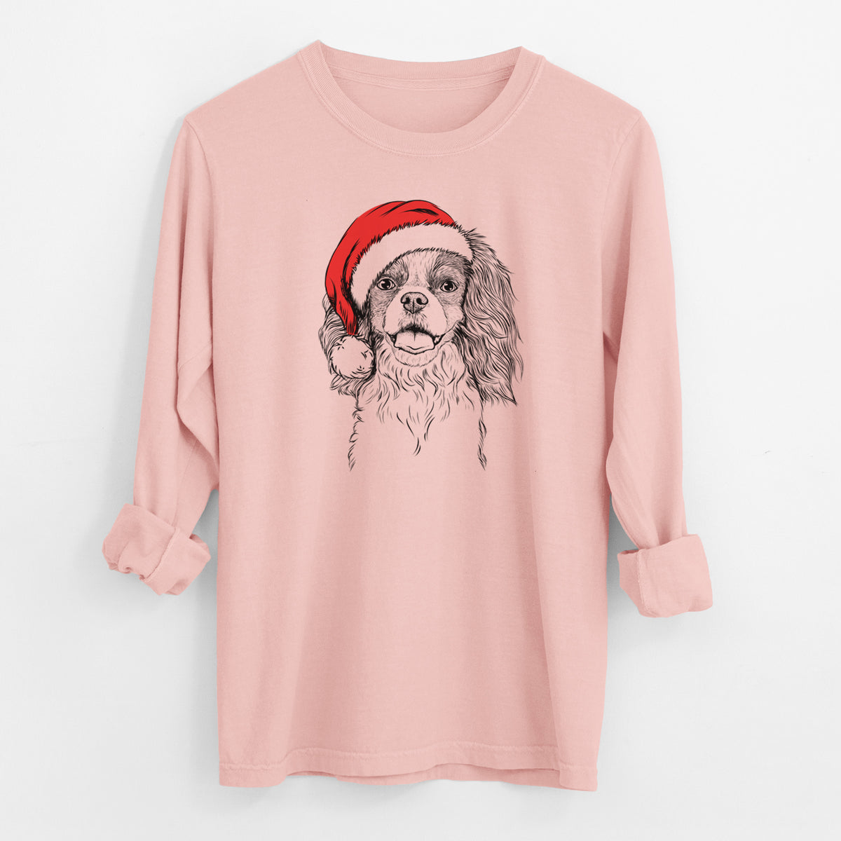 Santa Poppy the Cavalier King Charles Spaniel - Men's Heavyweight 100% Cotton Long Sleeve