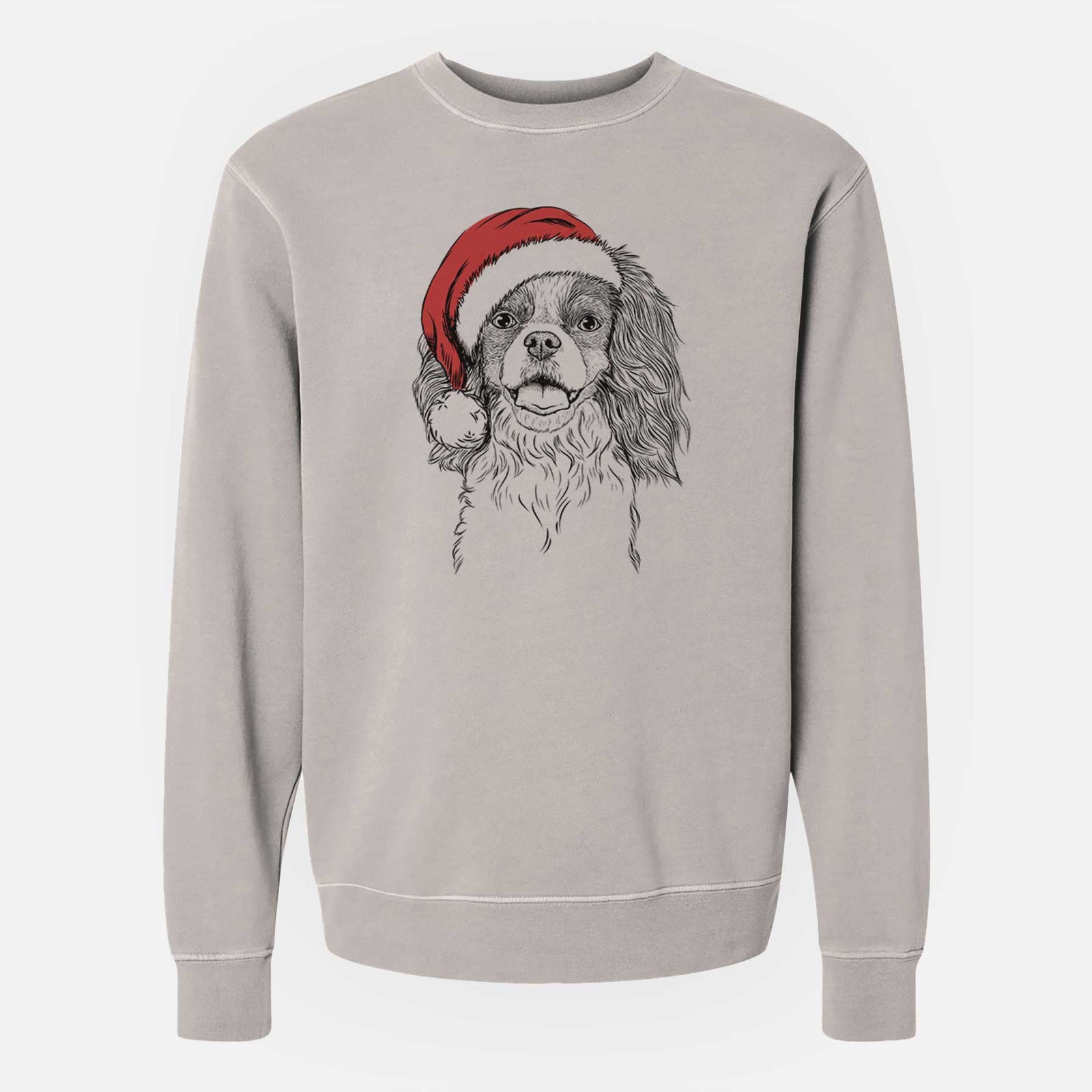 Santa Poppy the Cavalier King Charles Spaniel - Unisex Pigment Dyed Crew Sweatshirt