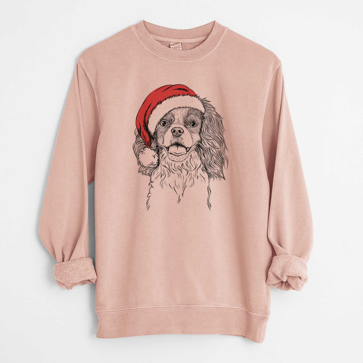Santa Poppy the Cavalier King Charles Spaniel - Unisex Pigment Dyed Crew Sweatshirt