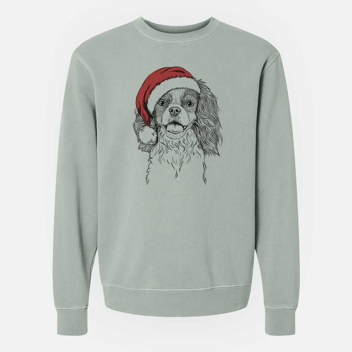 Santa Poppy the Cavalier King Charles Spaniel - Unisex Pigment Dyed Crew Sweatshirt