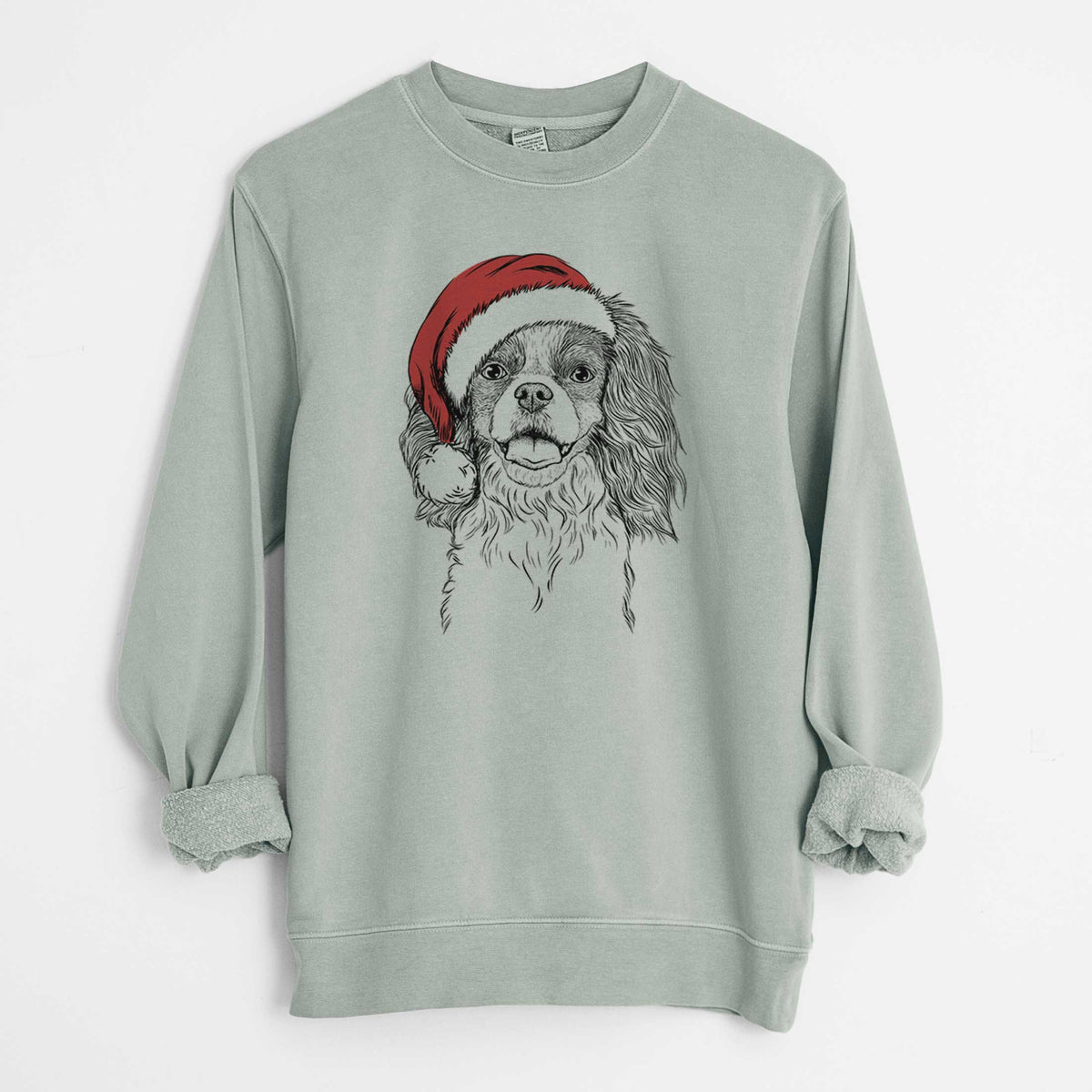 Santa Poppy the Cavalier King Charles Spaniel - Unisex Pigment Dyed Crew Sweatshirt