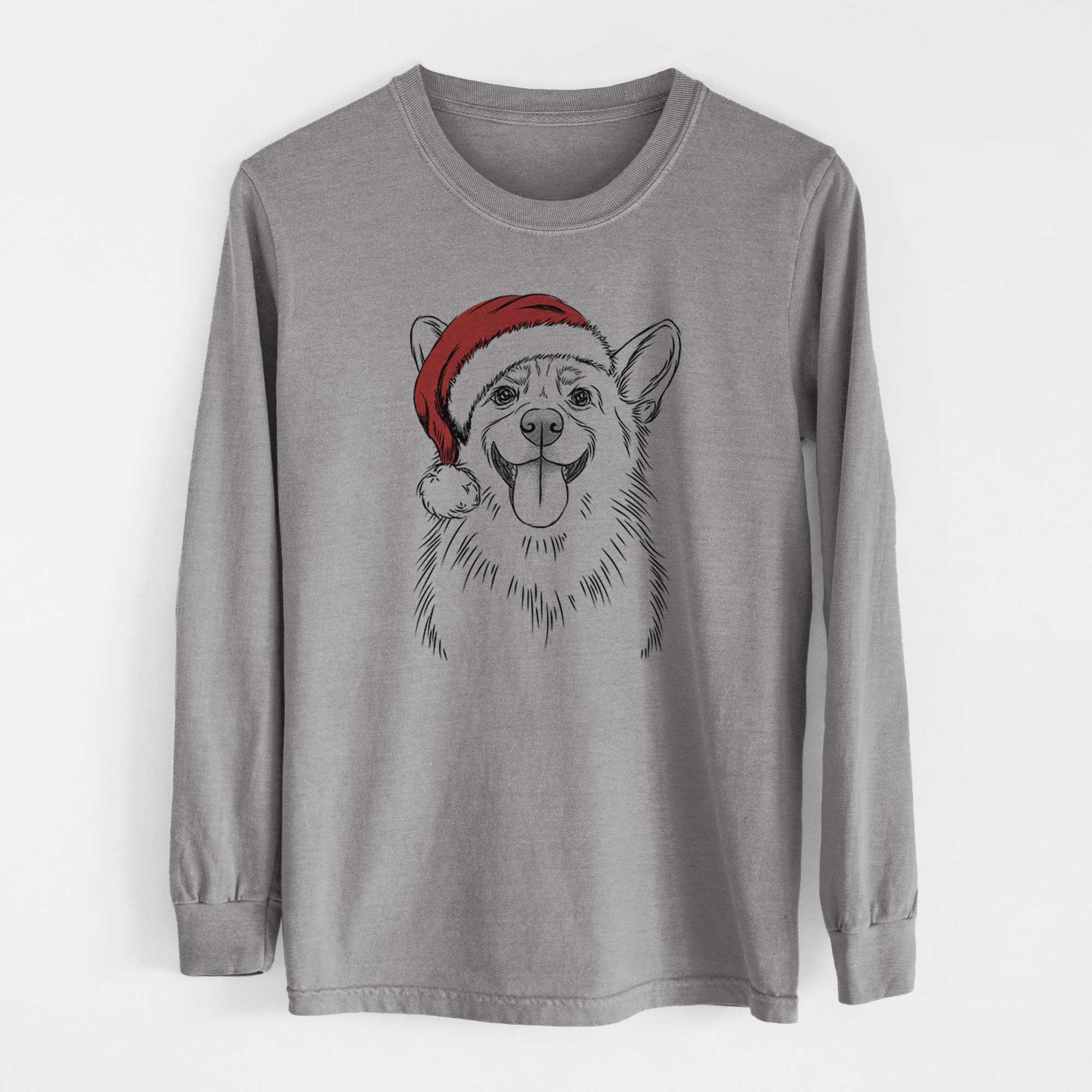 Santa Porter the Pembroke Welsh Corgi - Men's Heavyweight 100% Cotton Long Sleeve