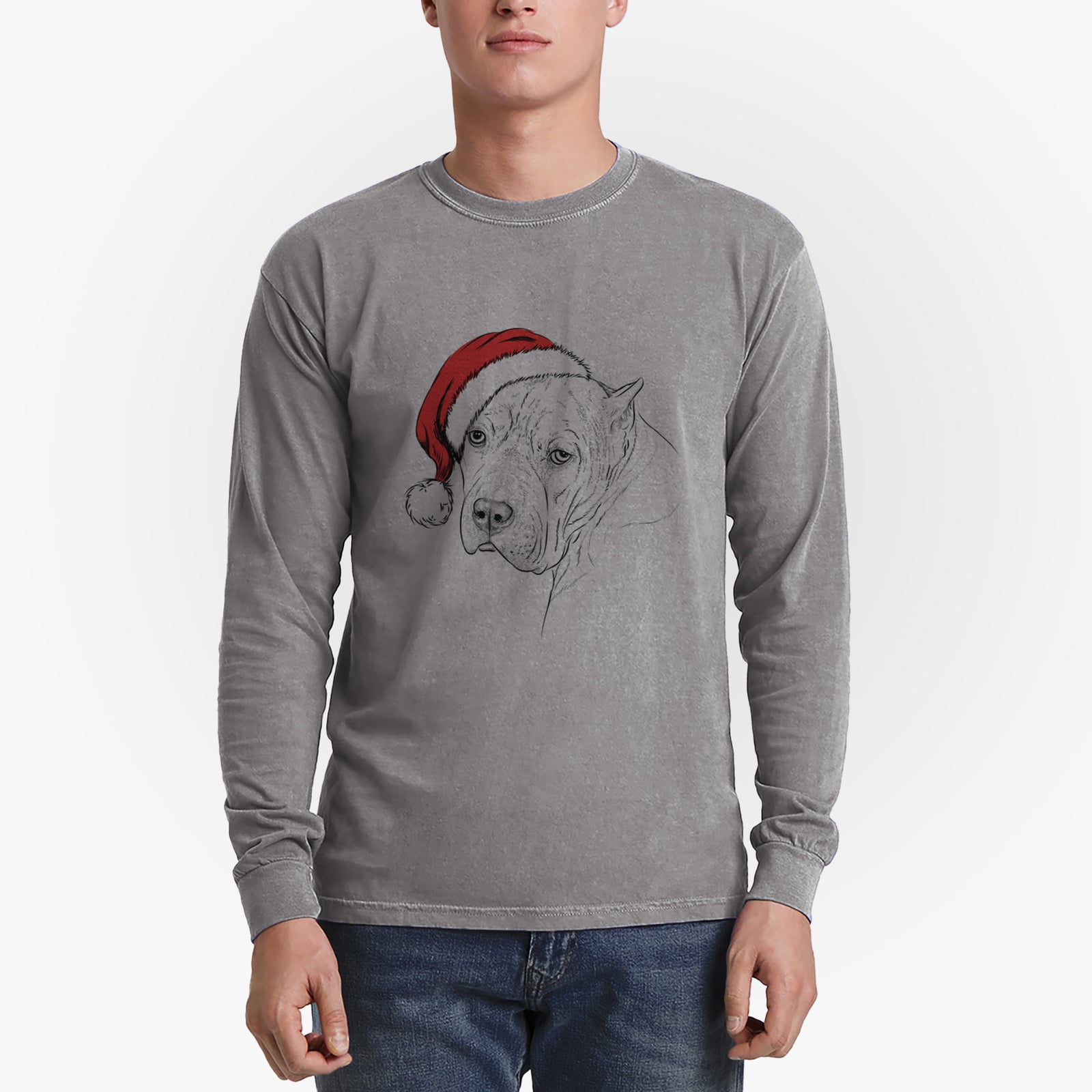 Santa Precious the Staffordshire Terrier - Heavyweight 100% Cotton Long Sleeve