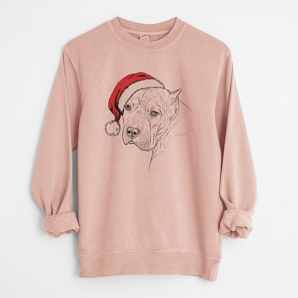Santa Precious the Staffordshire Terrier - Unisex Pigment Dyed Crew Sweatshirt