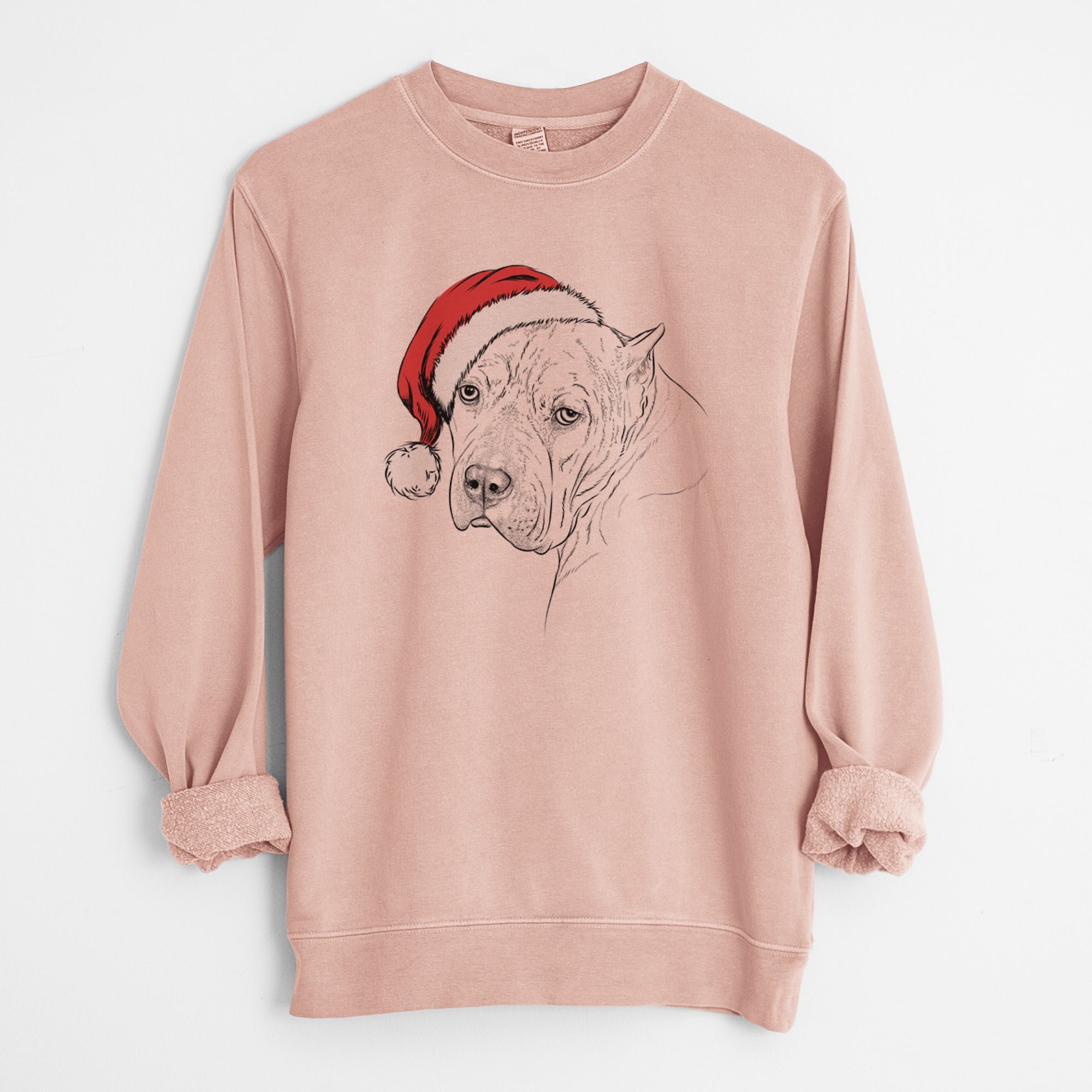 Santa Precious the Staffordshire Terrier - Unisex Pigment Dyed Crew Sweatshirt
