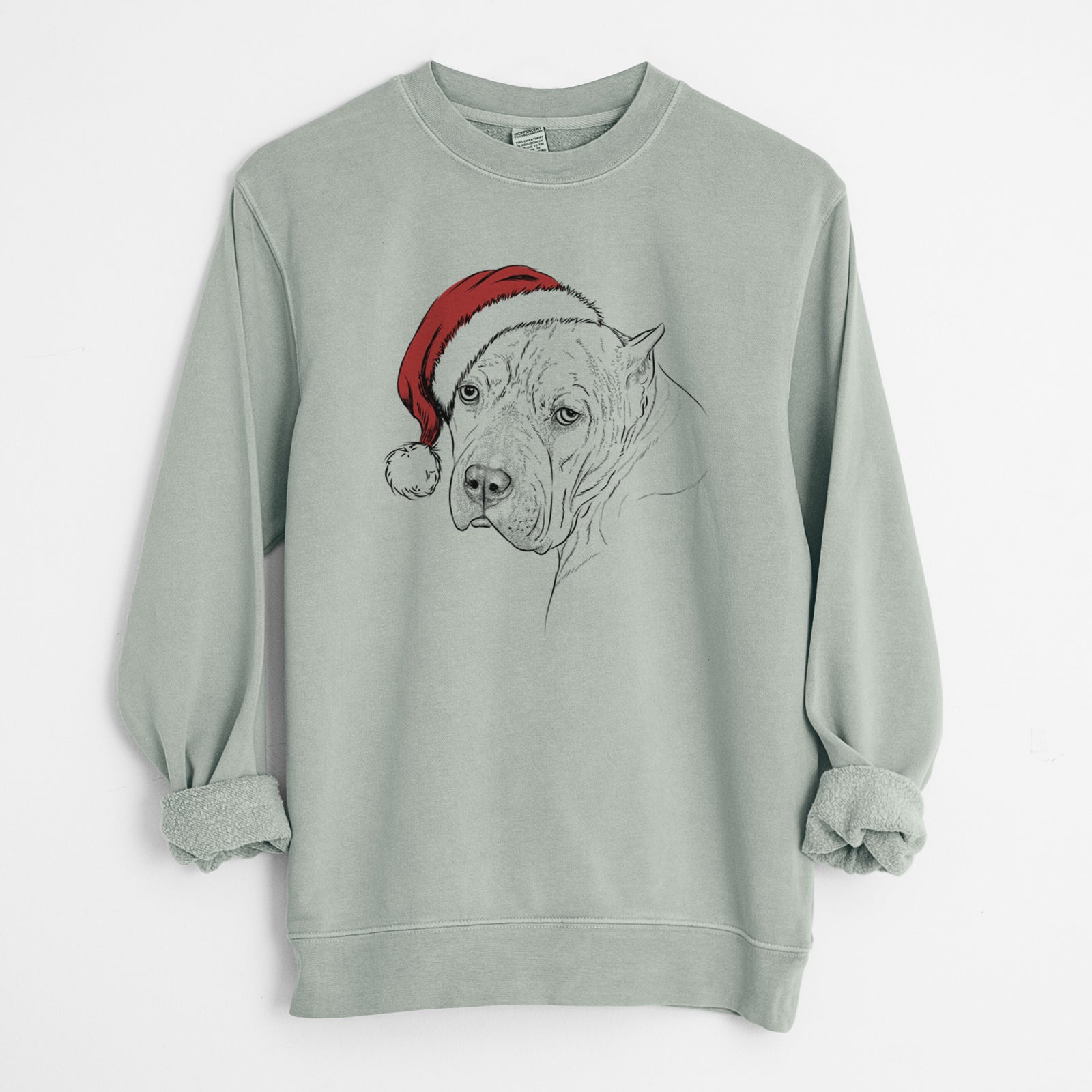 Santa Precious the Staffordshire Terrier - Unisex Pigment Dyed Crew Sweatshirt