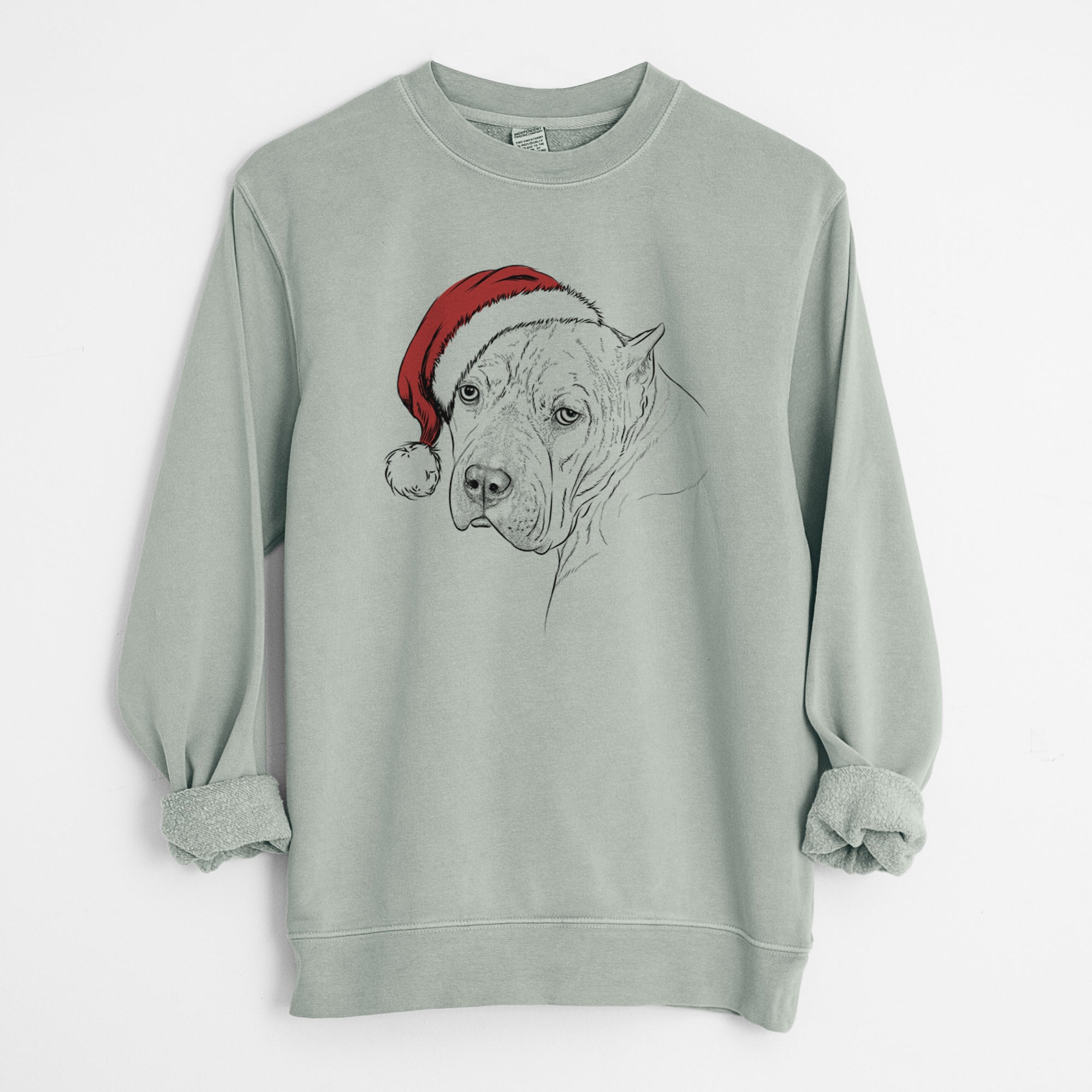 Santa Precious the Staffordshire Terrier - Unisex Pigment Dyed Crew Sweatshirt