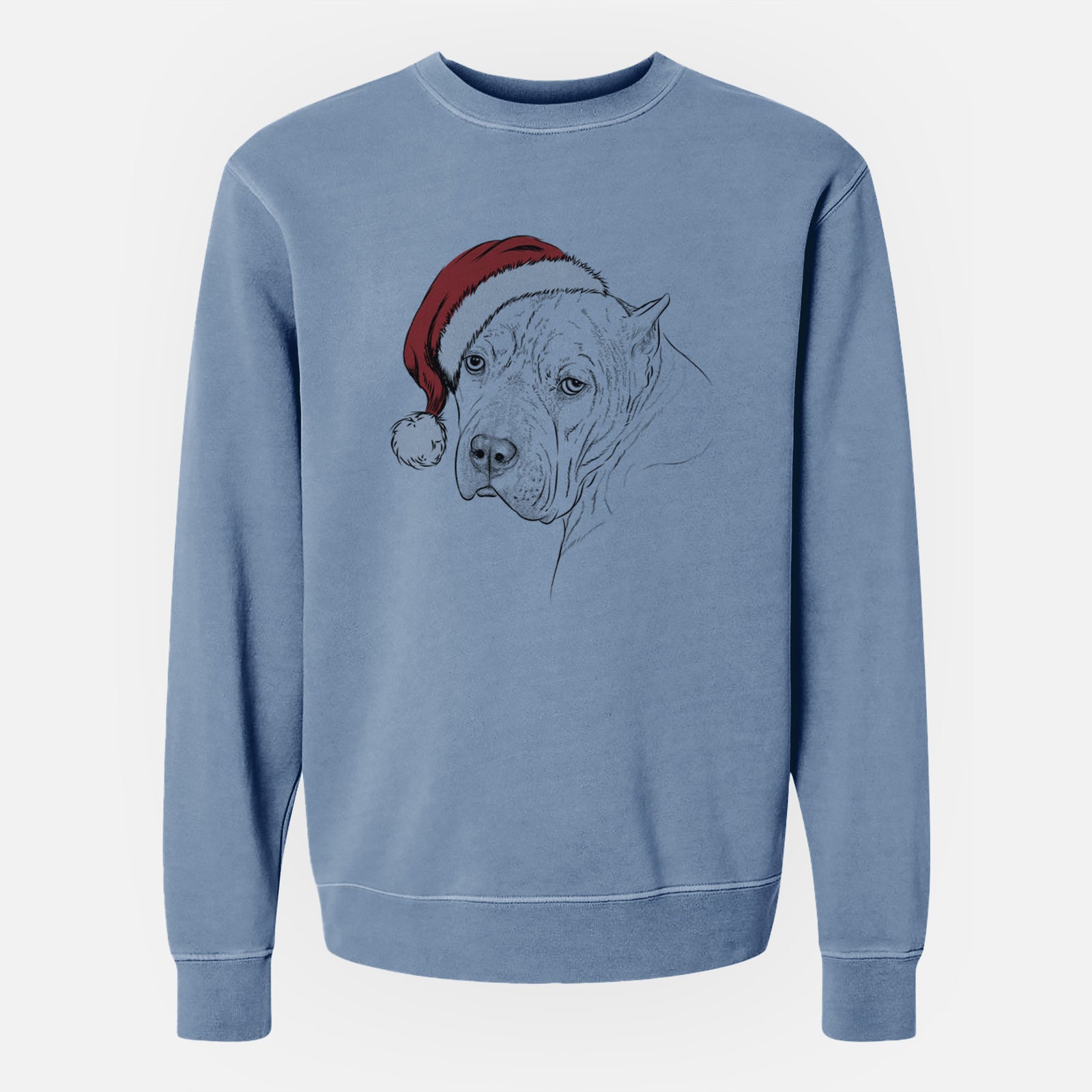 Santa Precious the Staffordshire Terrier - Unisex Pigment Dyed Crew Sweatshirt