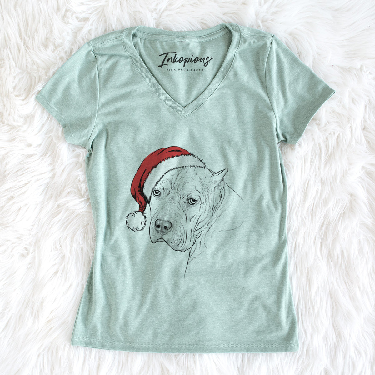 Santa Precious the Staffordshire Terrier - Women's Perfect V-neck Shirt