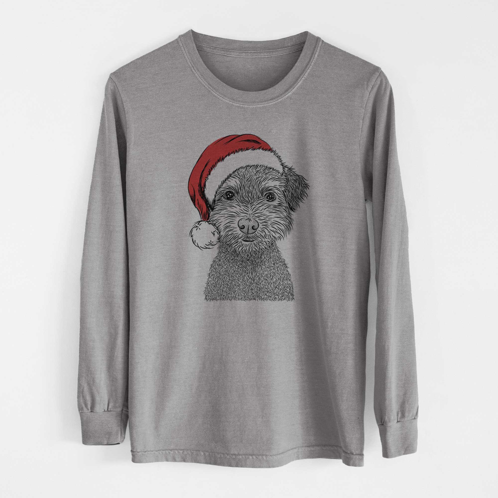 Santa Pretzel the Schnoodle - Men's Heavyweight 100% Cotton Long Sleeve