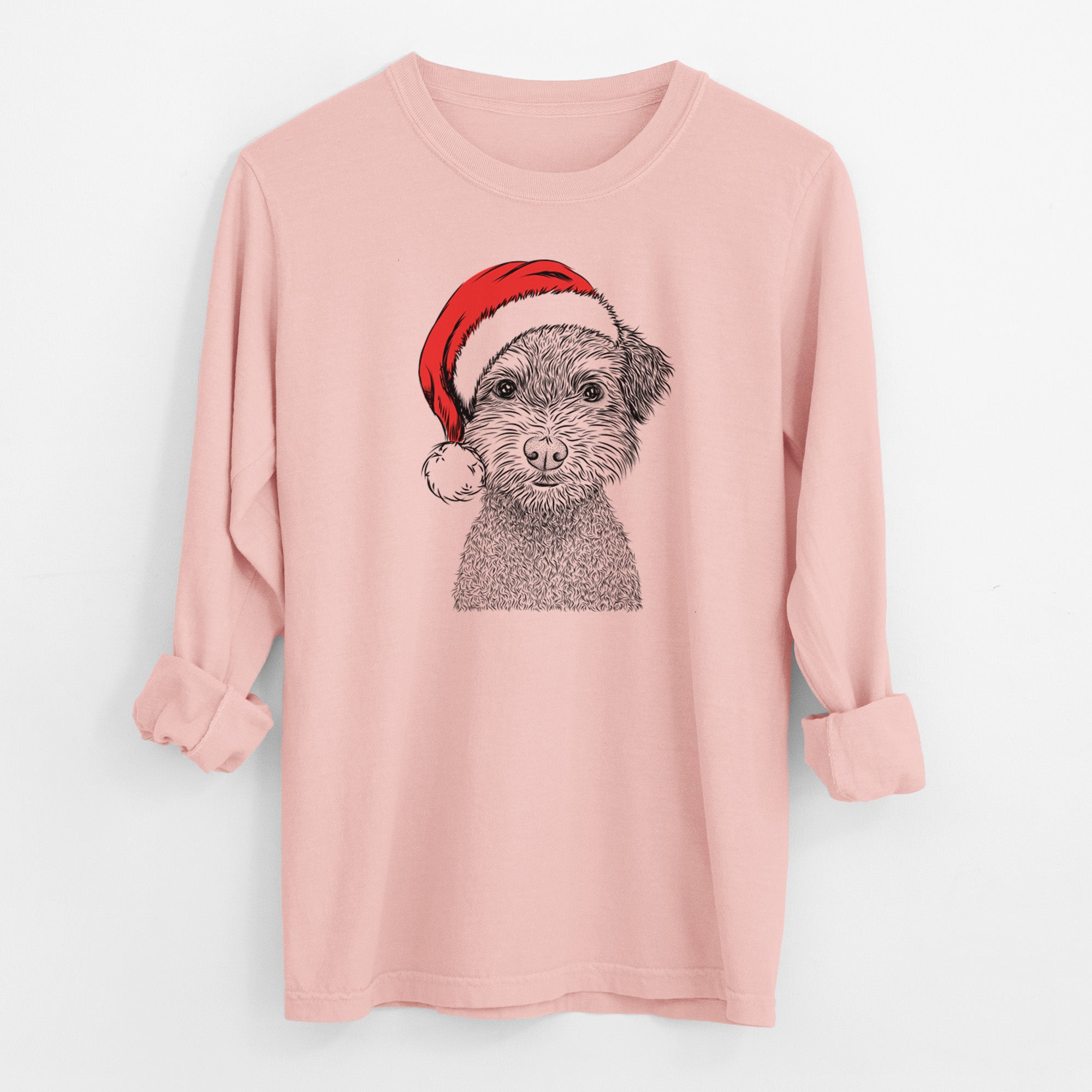 Santa Pretzel the Schnoodle - Men's Heavyweight 100% Cotton Long Sleeve