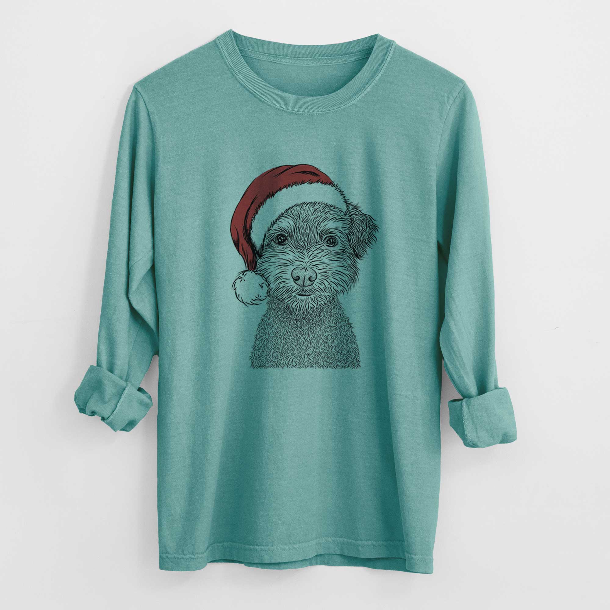 Santa Pretzel the Schnoodle - Men's Heavyweight 100% Cotton Long Sleeve