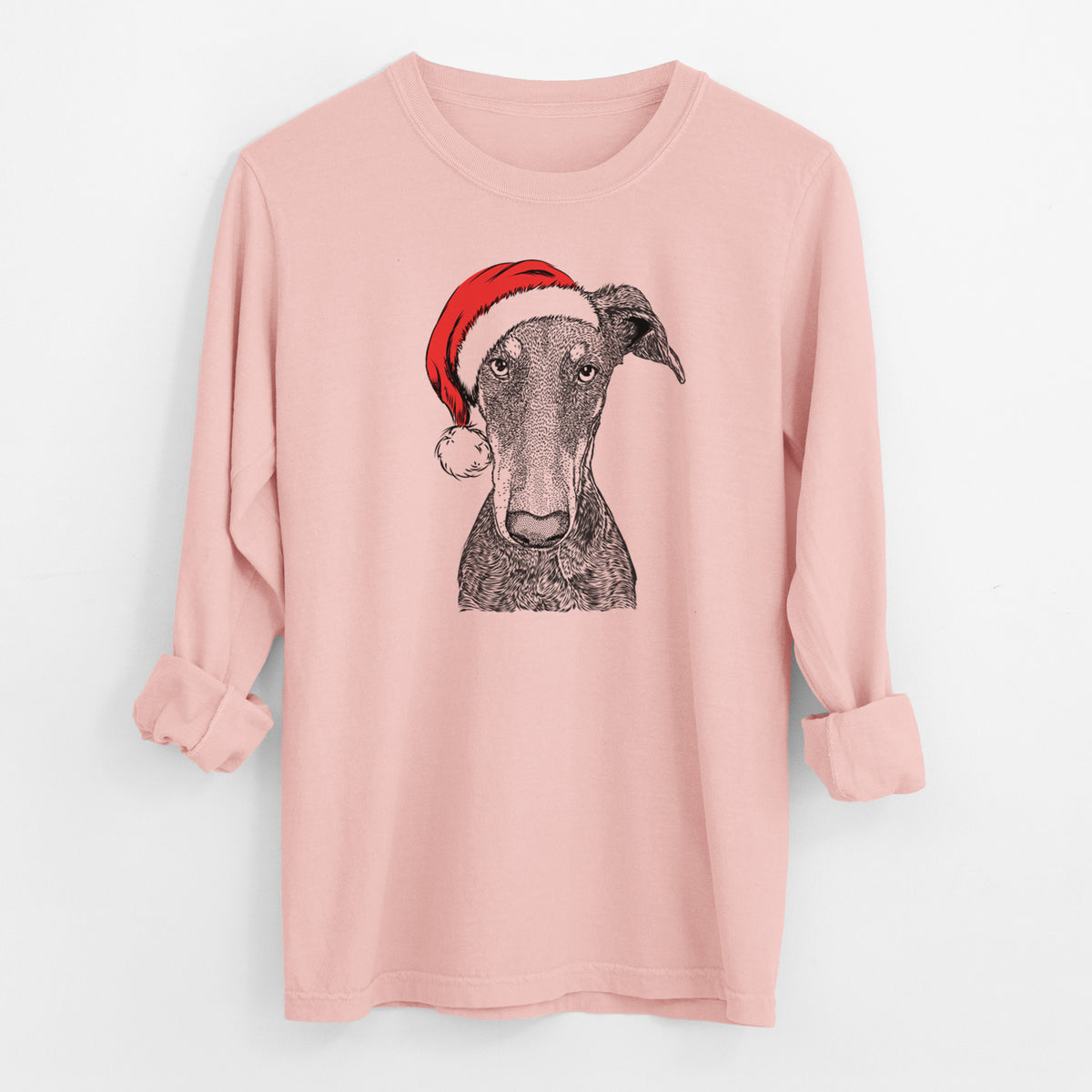 Santa Princess Fiona the Doberman Pinscher - Men's Heavyweight 100% Cotton Long Sleeve