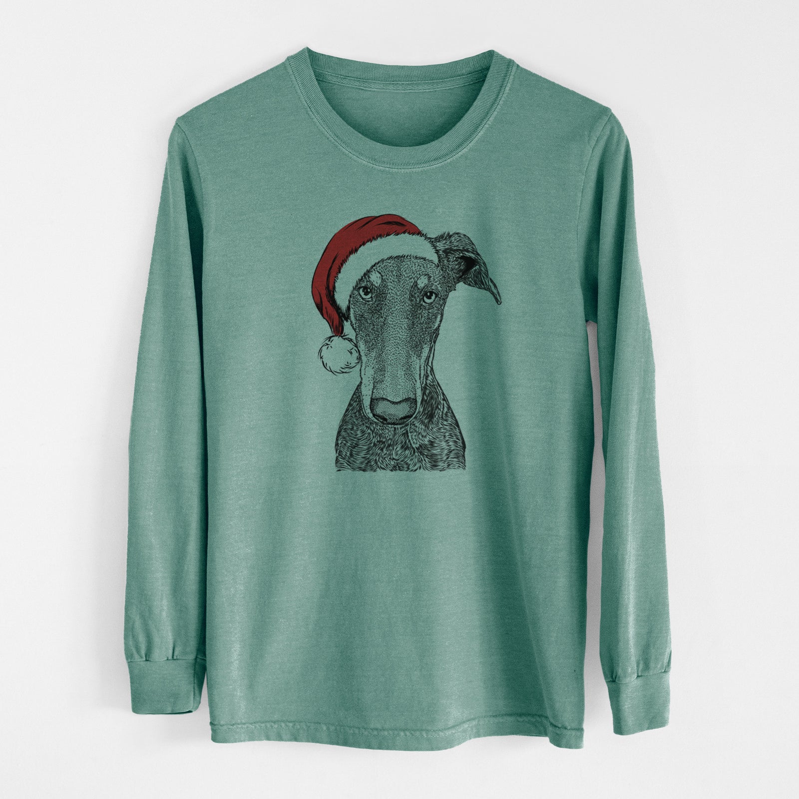 Santa Princess Fiona the Doberman Pinscher - Men's Heavyweight 100% Cotton Long Sleeve