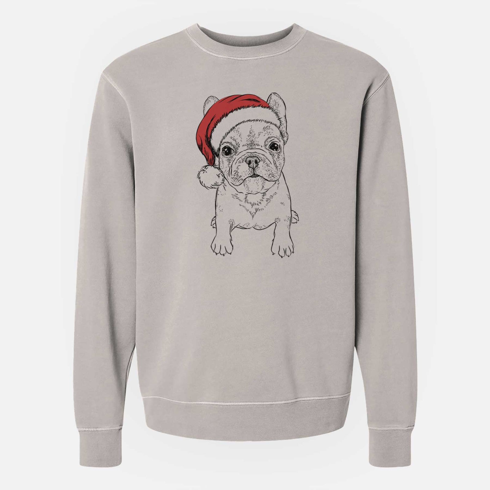 Santa Puppy Pierre the French Bulldog - Unisex Pigment Dyed Crew Sweatshirt