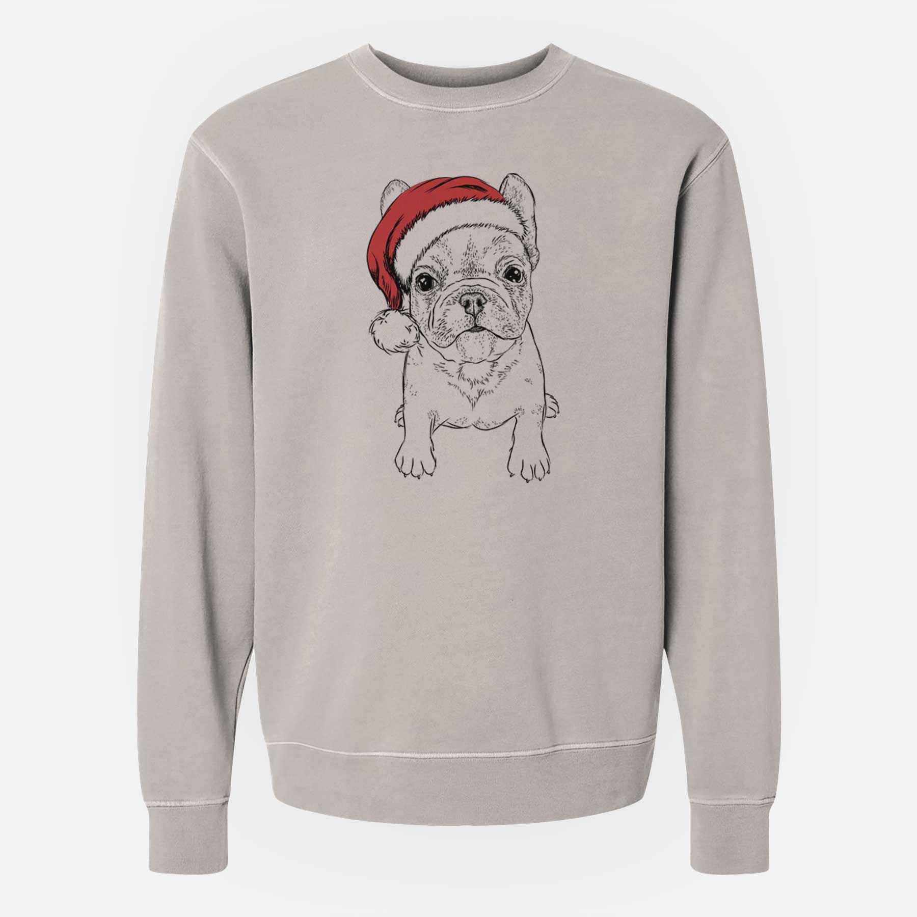 Santa Puppy Pierre the French Bulldog - Unisex Pigment Dyed Crew Sweatshirt