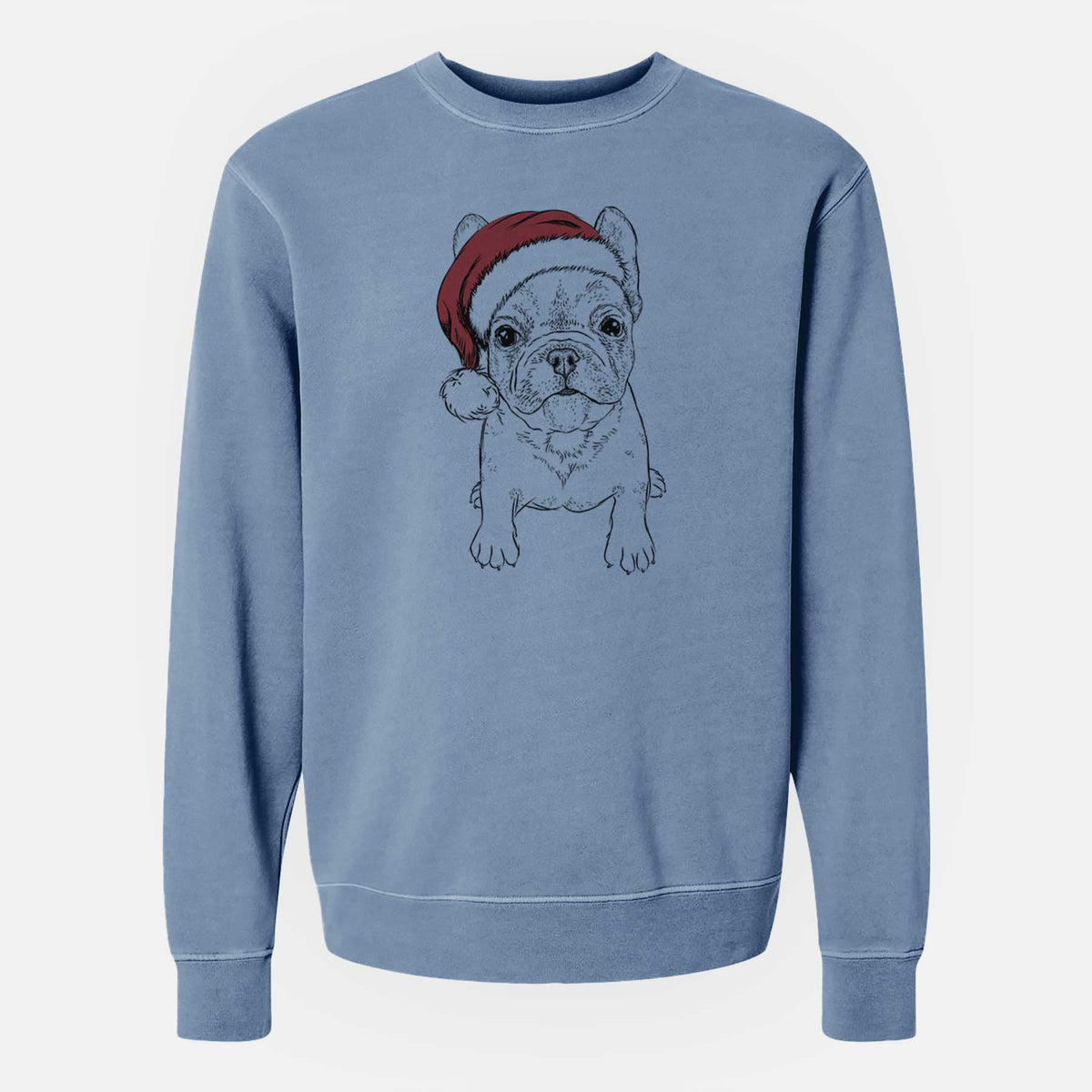 Santa Puppy Pierre the French Bulldog - Unisex Pigment Dyed Crew Sweatshirt