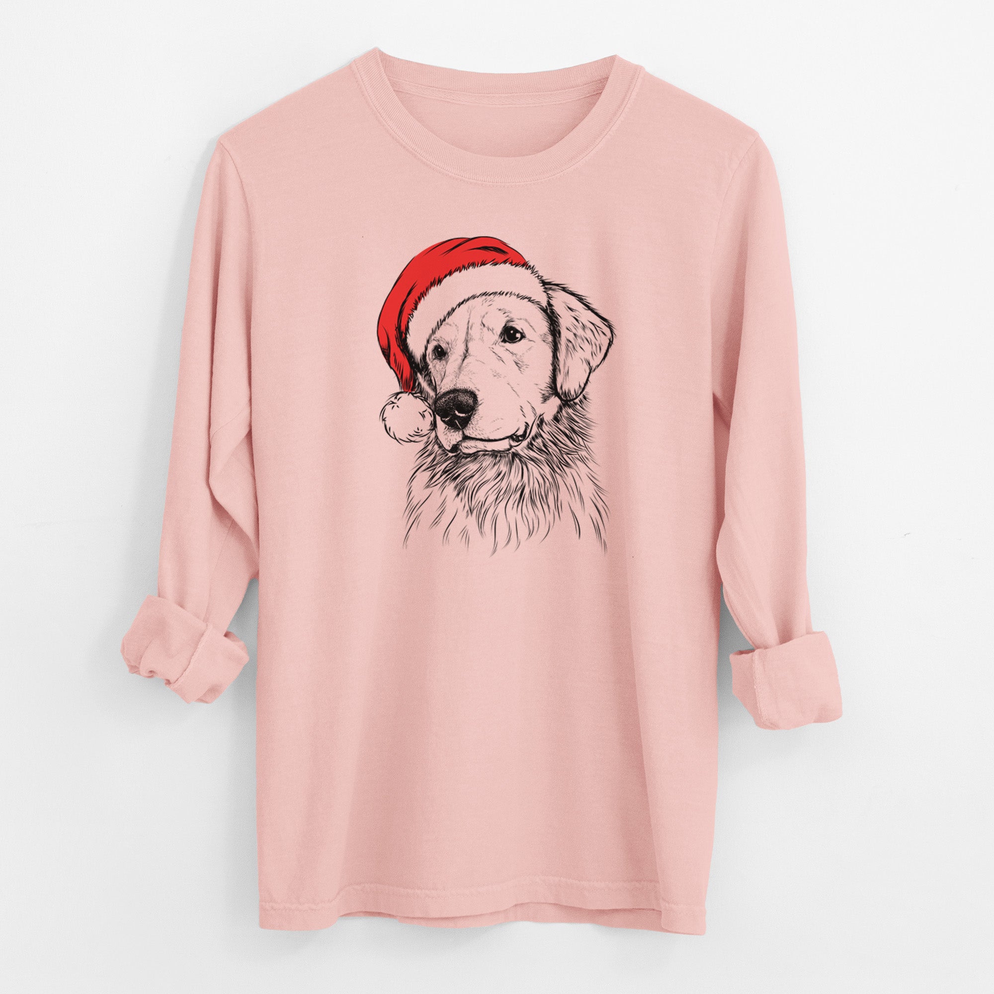 Santa Quinn the Golden Retriever - Men's Heavyweight 100% Cotton Long Sleeve