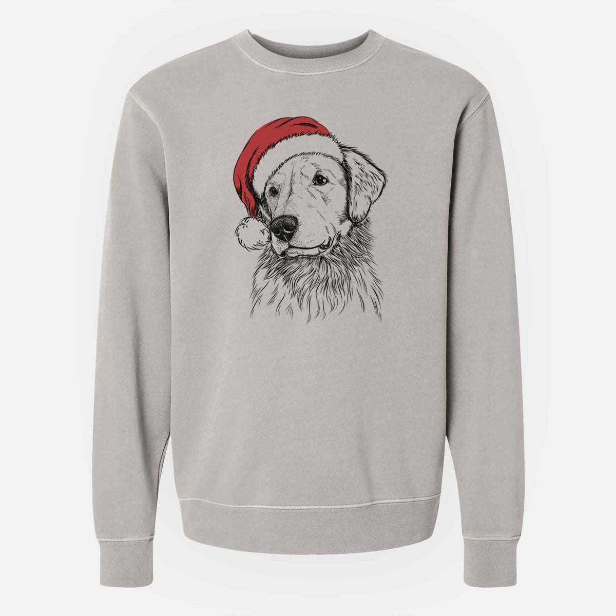 Santa Quinn the Golden Retriever - Unisex Pigment Dyed Crew Sweatshirt