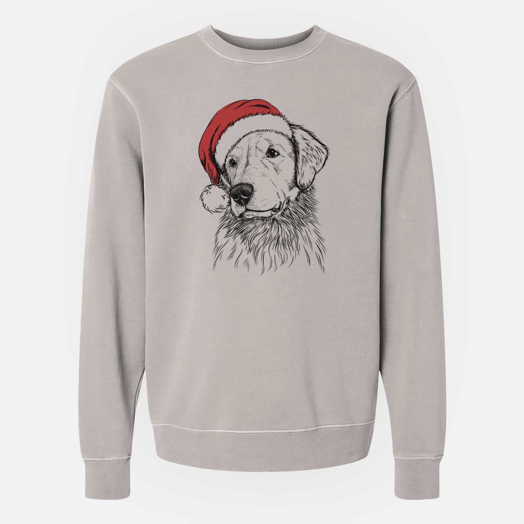 Santa Quinn the Golden Retriever - Unisex Pigment Dyed Crew Sweatshirt