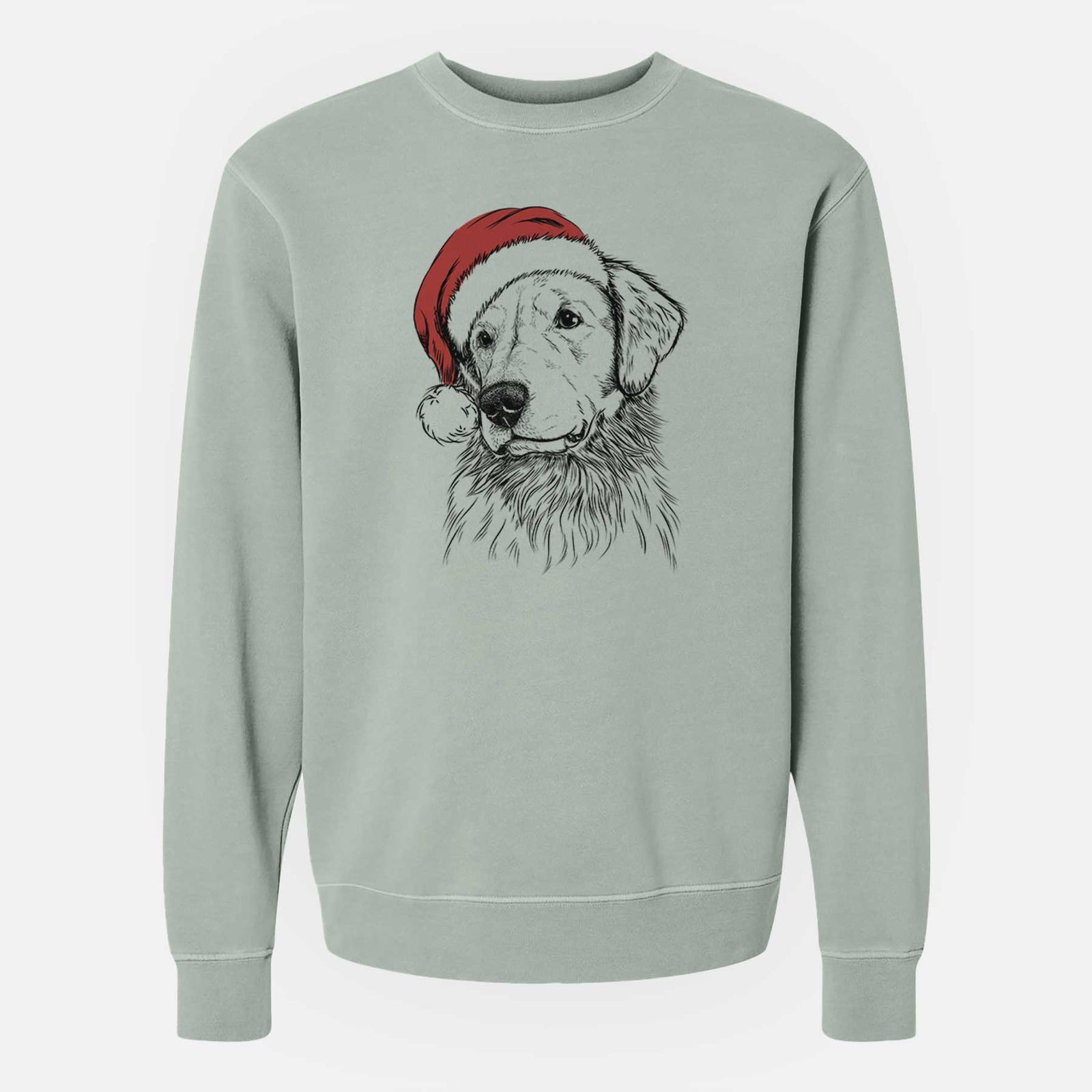 Santa Quinn the Golden Retriever - Unisex Pigment Dyed Crew Sweatshirt