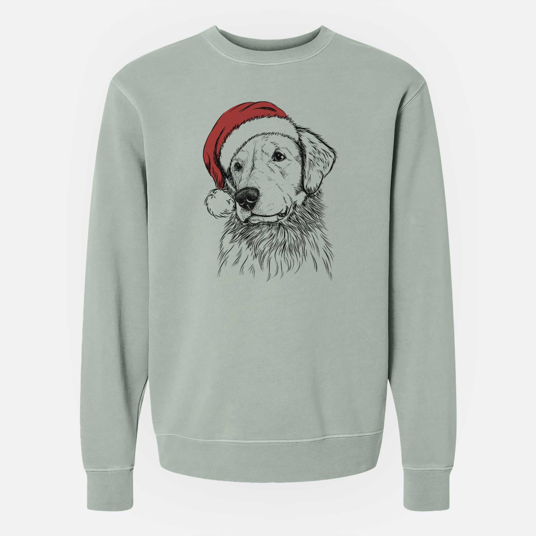 Santa Quinn the Golden Retriever - Unisex Pigment Dyed Crew Sweatshirt
