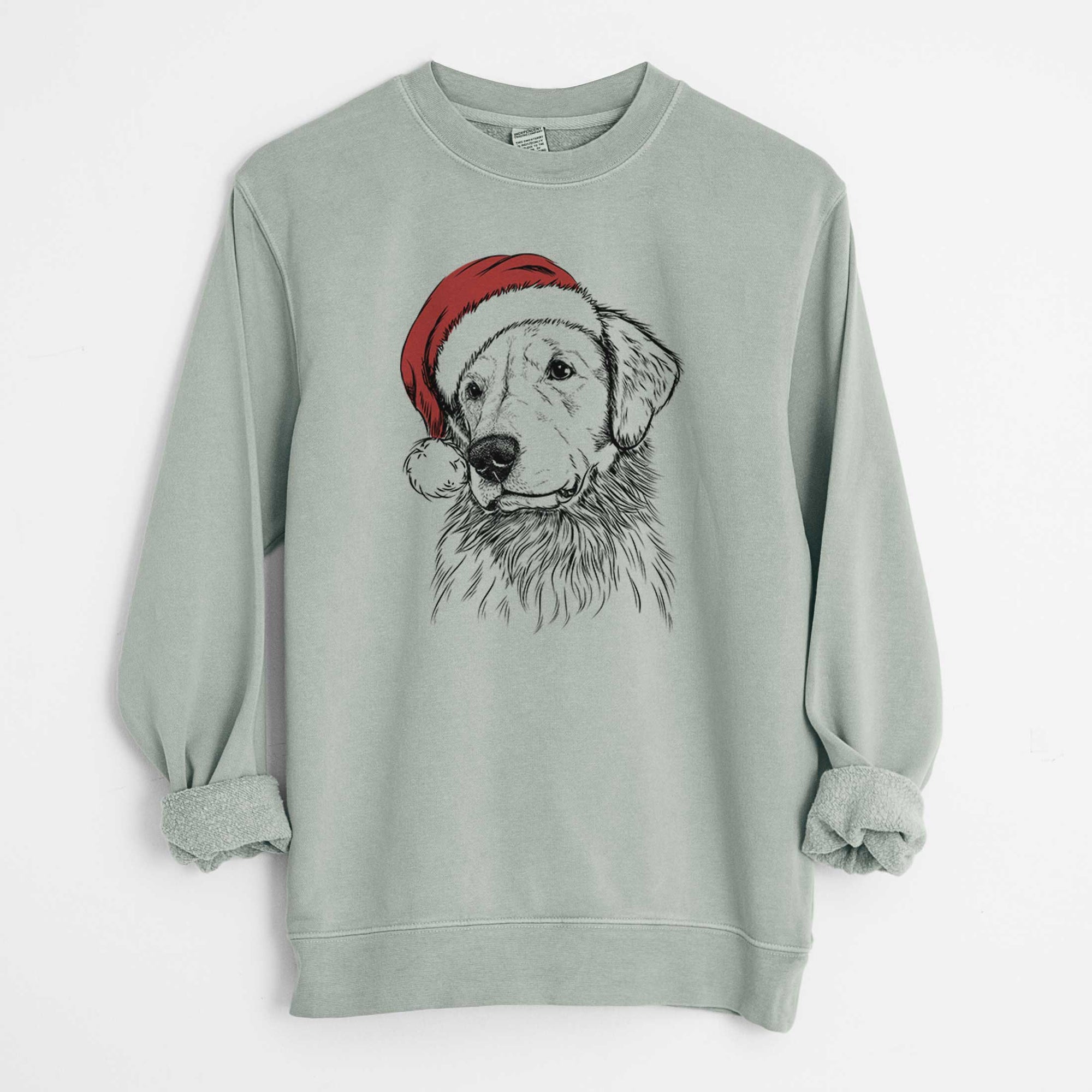 Santa Quinn the Golden Retriever - Unisex Pigment Dyed Crew Sweatshirt
