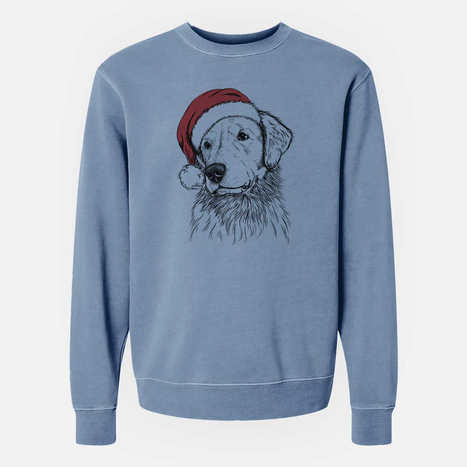 Santa Quinn the Golden Retriever - Unisex Pigment Dyed Crew Sweatshirt
