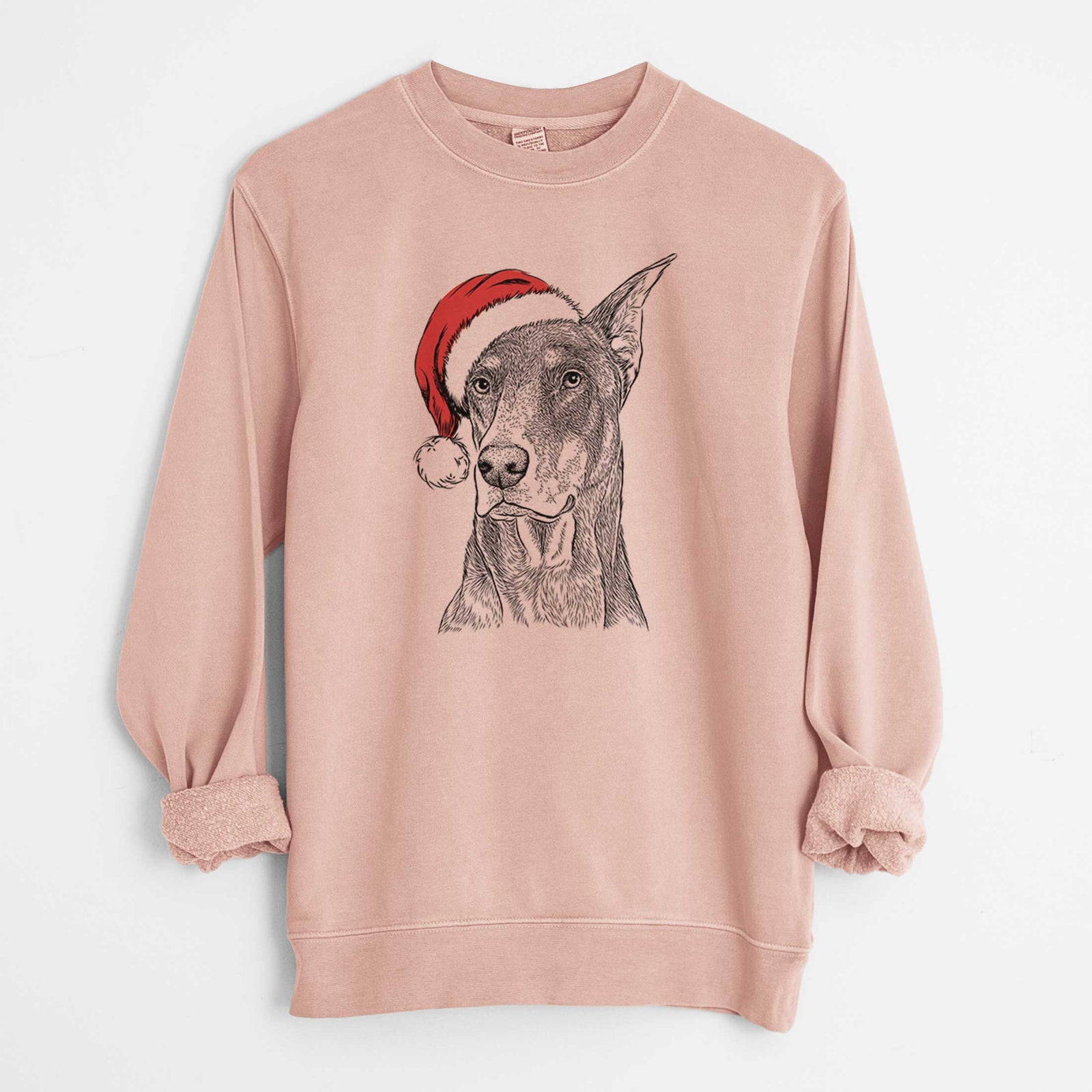 Santa RJ the Doberman Pinscher - Unisex Pigment Dyed Crew Sweatshirt