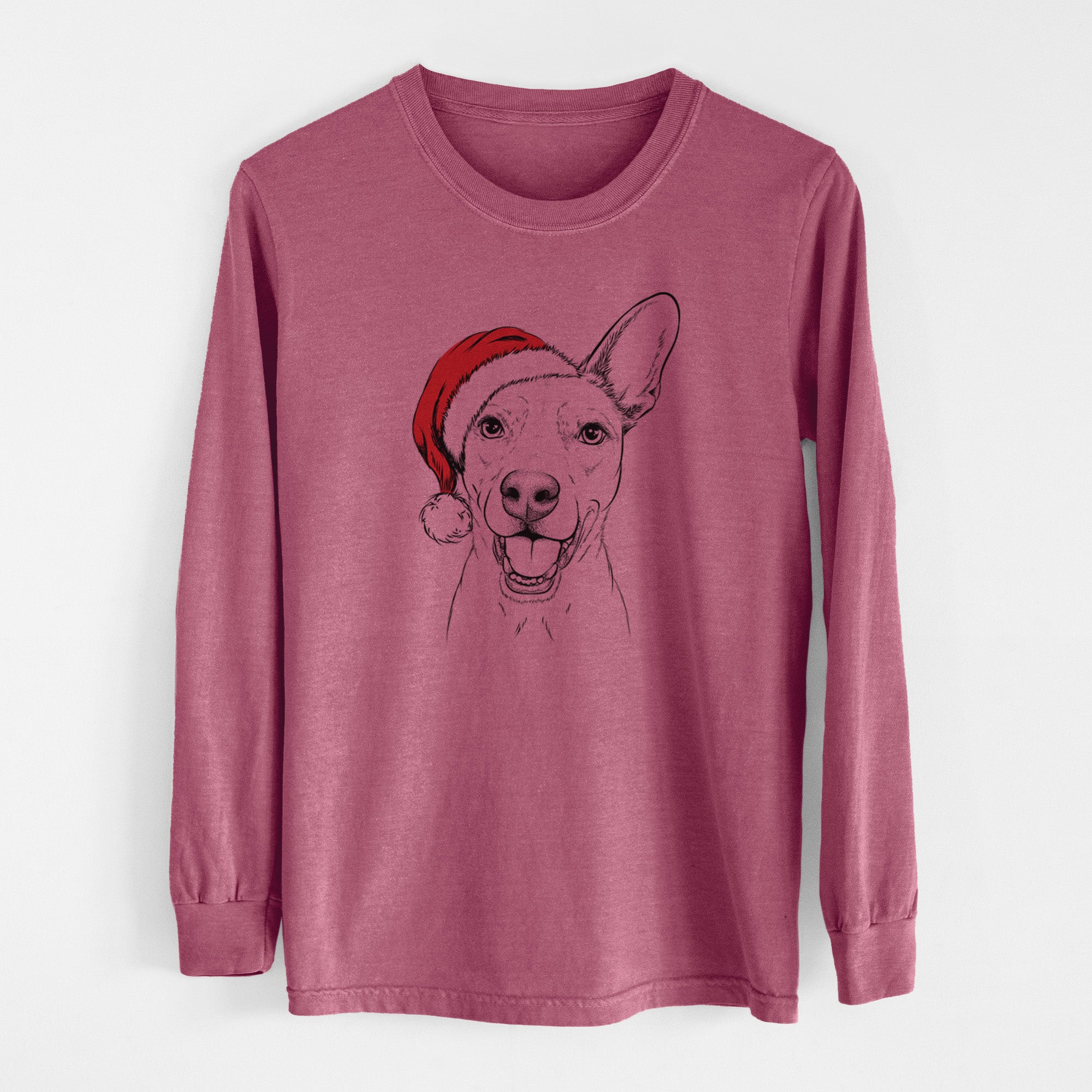 Santa Radar the Pitbull Mix - Men's Heavyweight 100% Cotton Long Sleeve